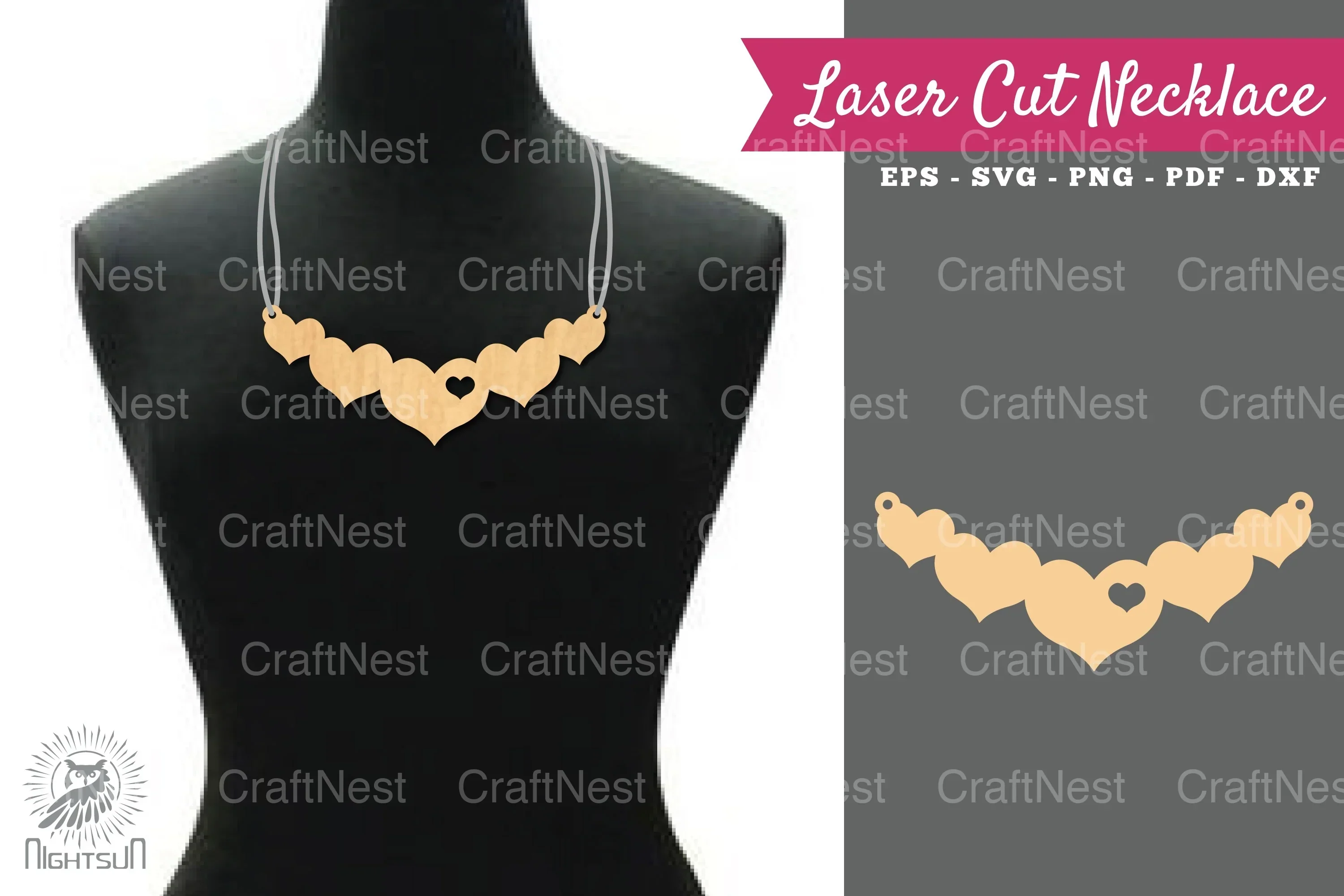 Heart Laser Cut Necklace Design SVG Bundle