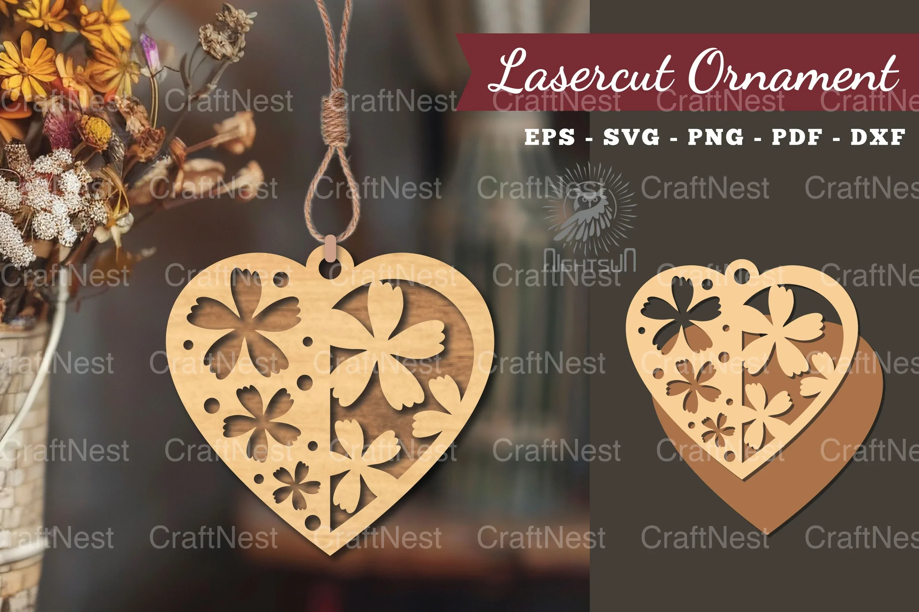Heart Laser Cut Ornament Clipart Bundle
