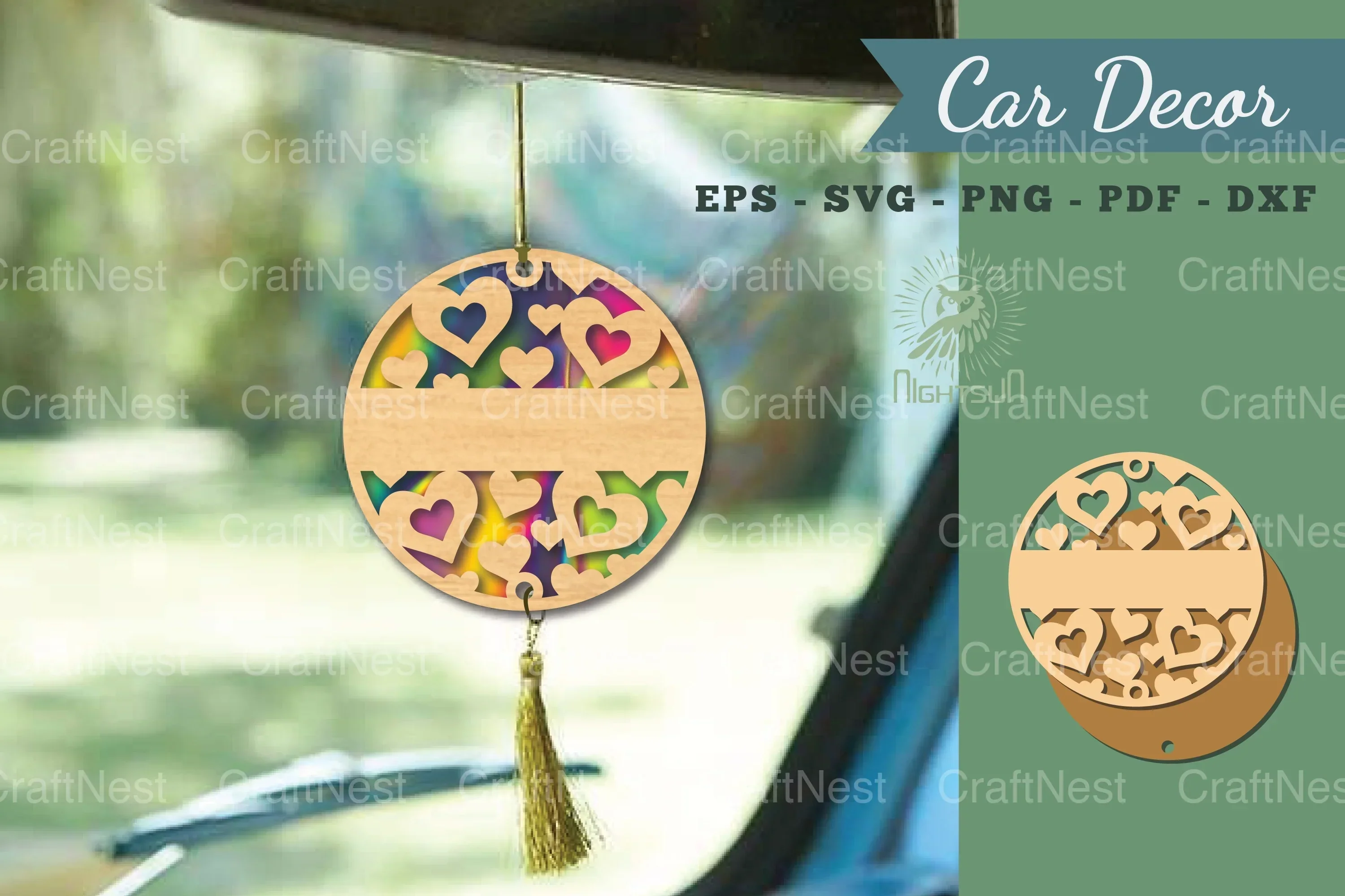 Heart Lasercut Car Decoration Clipart Bundle