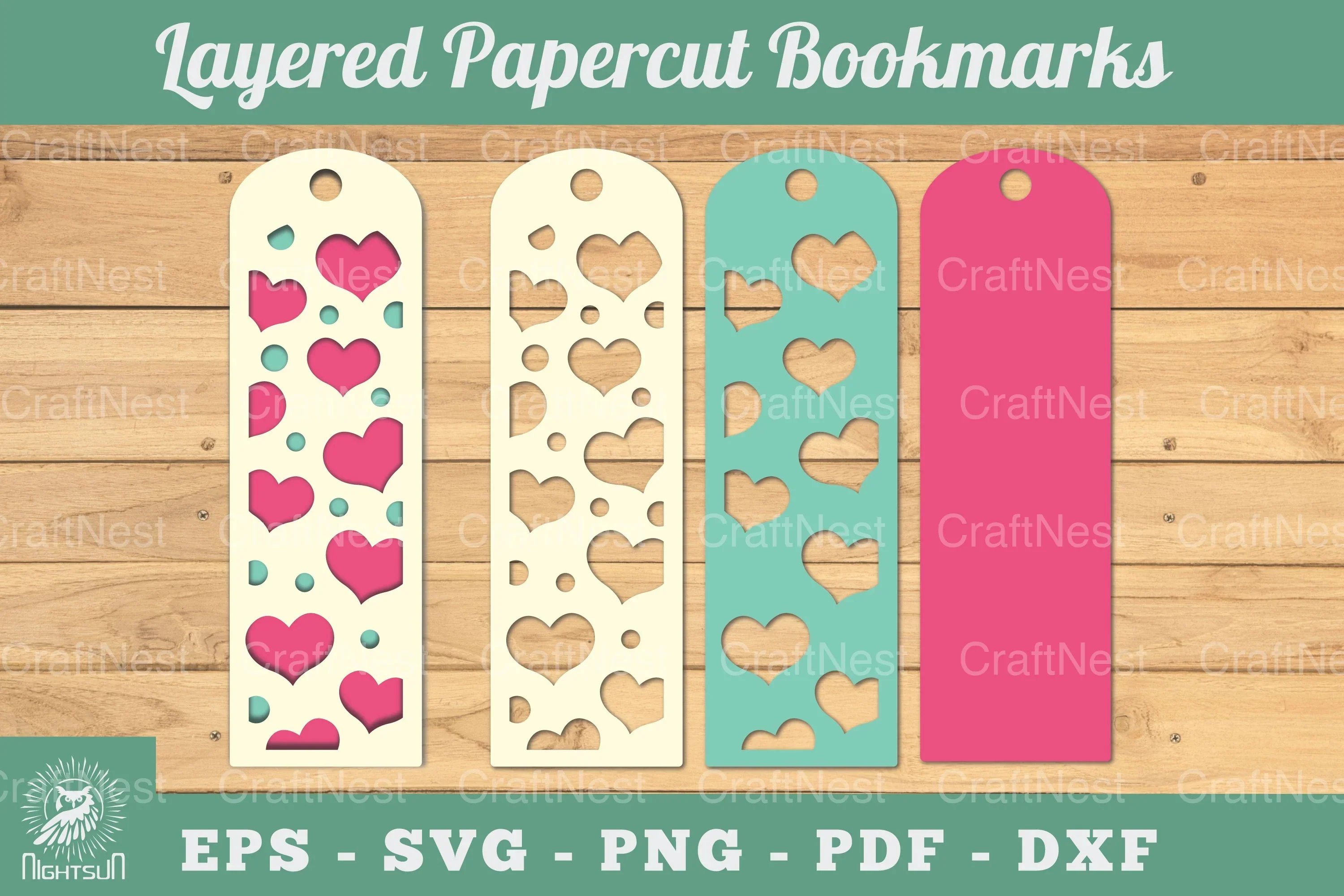 Heart Layered Papercut Bookmark SVG Bundle