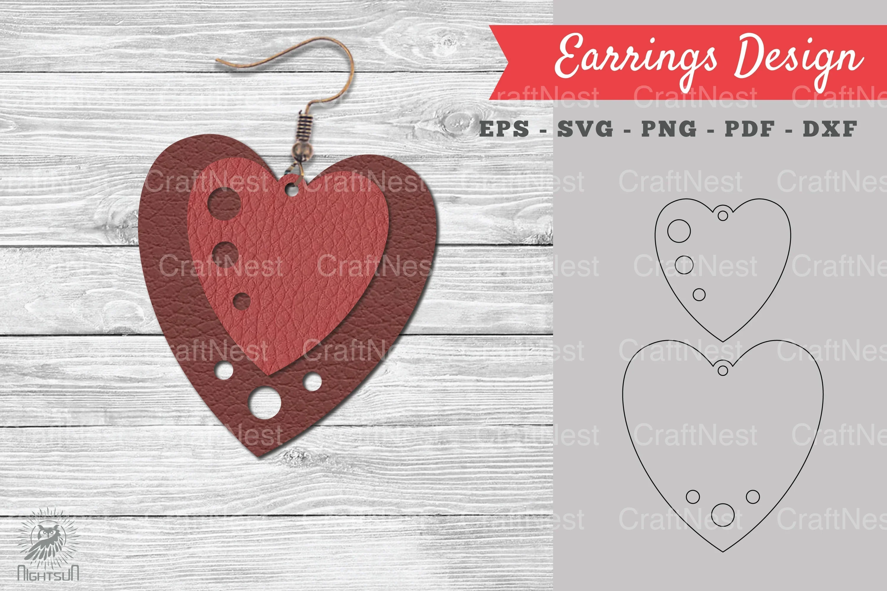 Heart Leather Earring Design Clipart Bundle
