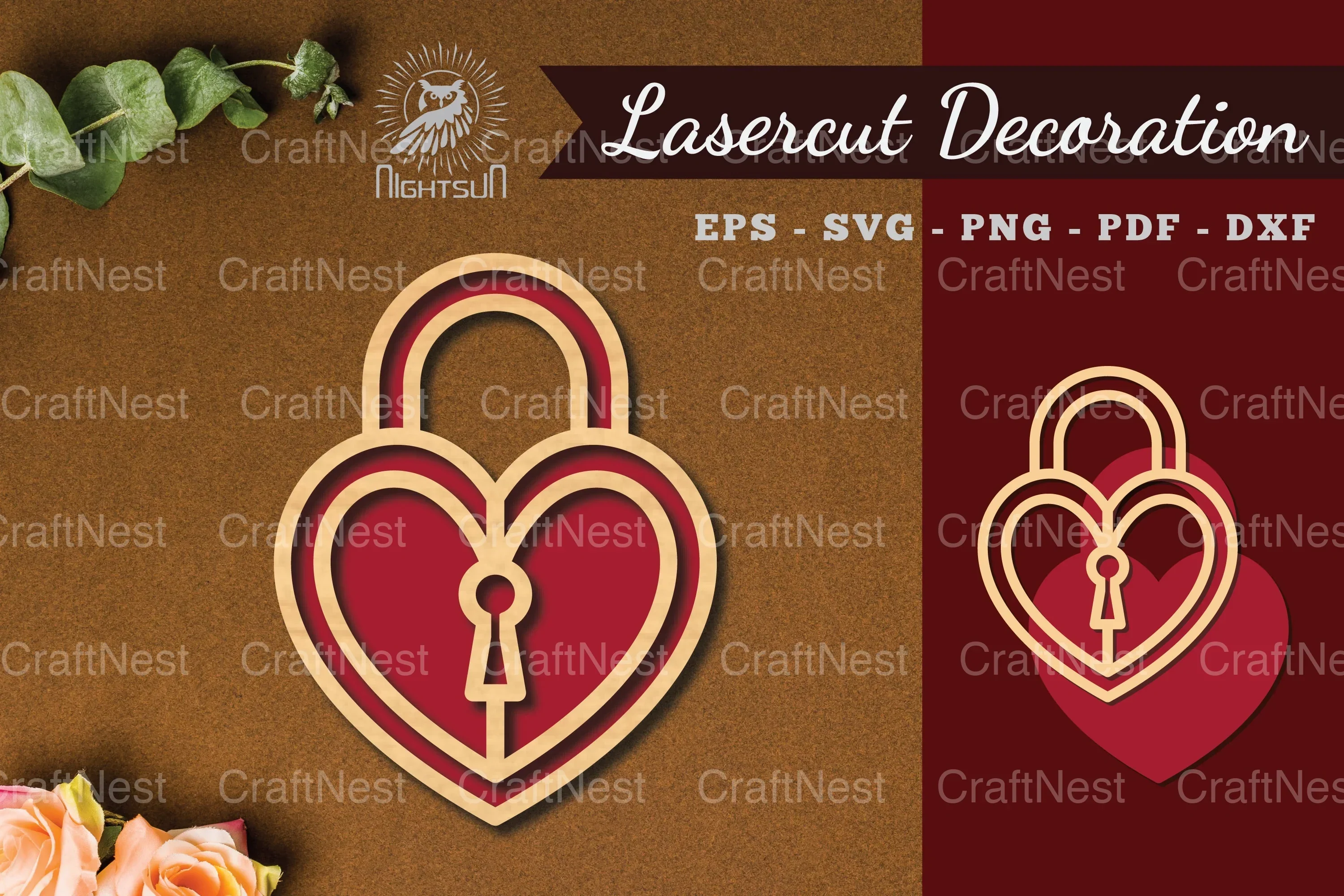 Heart Lock Laser Cut Decoration Clipart Bundle