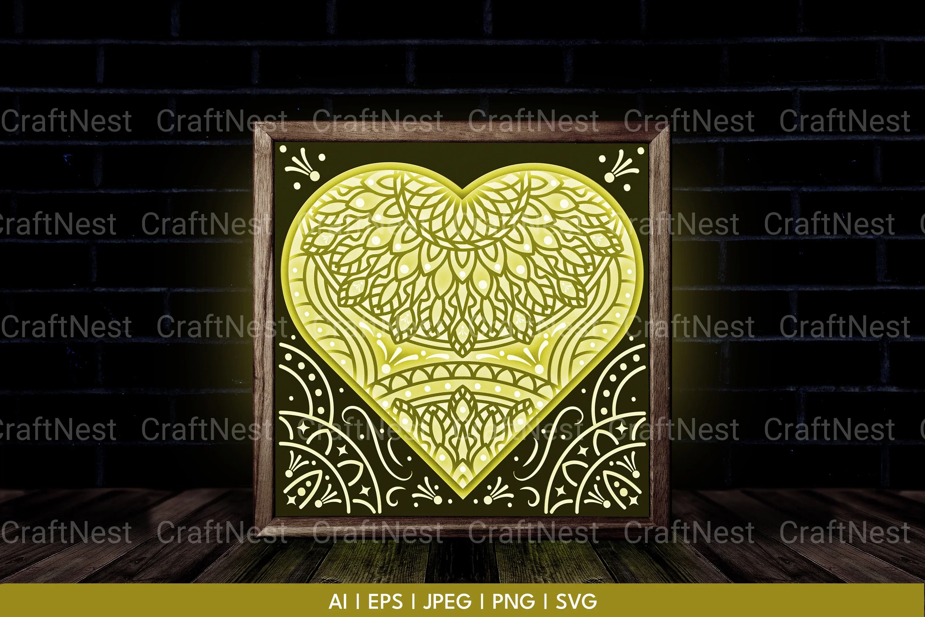 Heart Mandala 3D Layered Papercut Clipart Bundle - Image 2