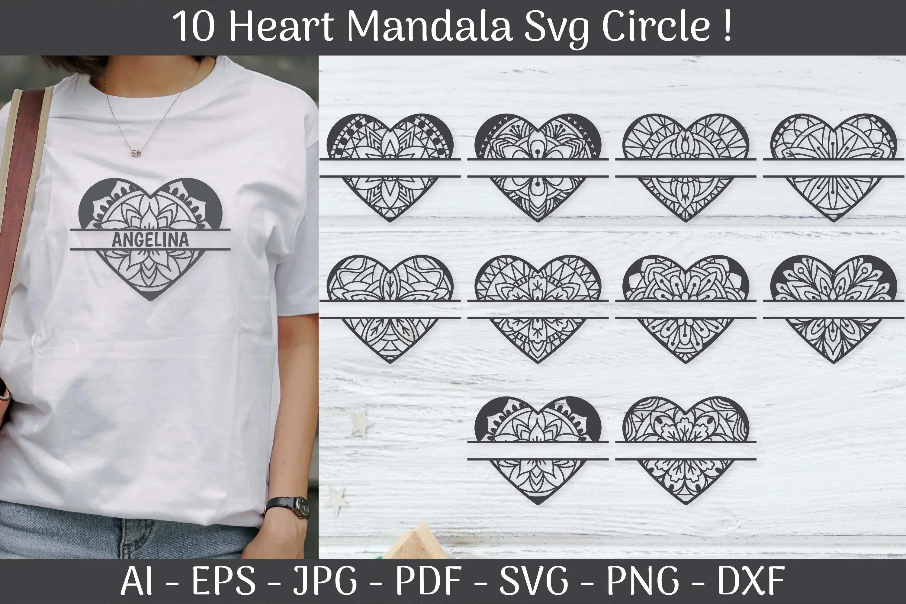 Heart Mandala Frame Split SVG Bundle - Image 2