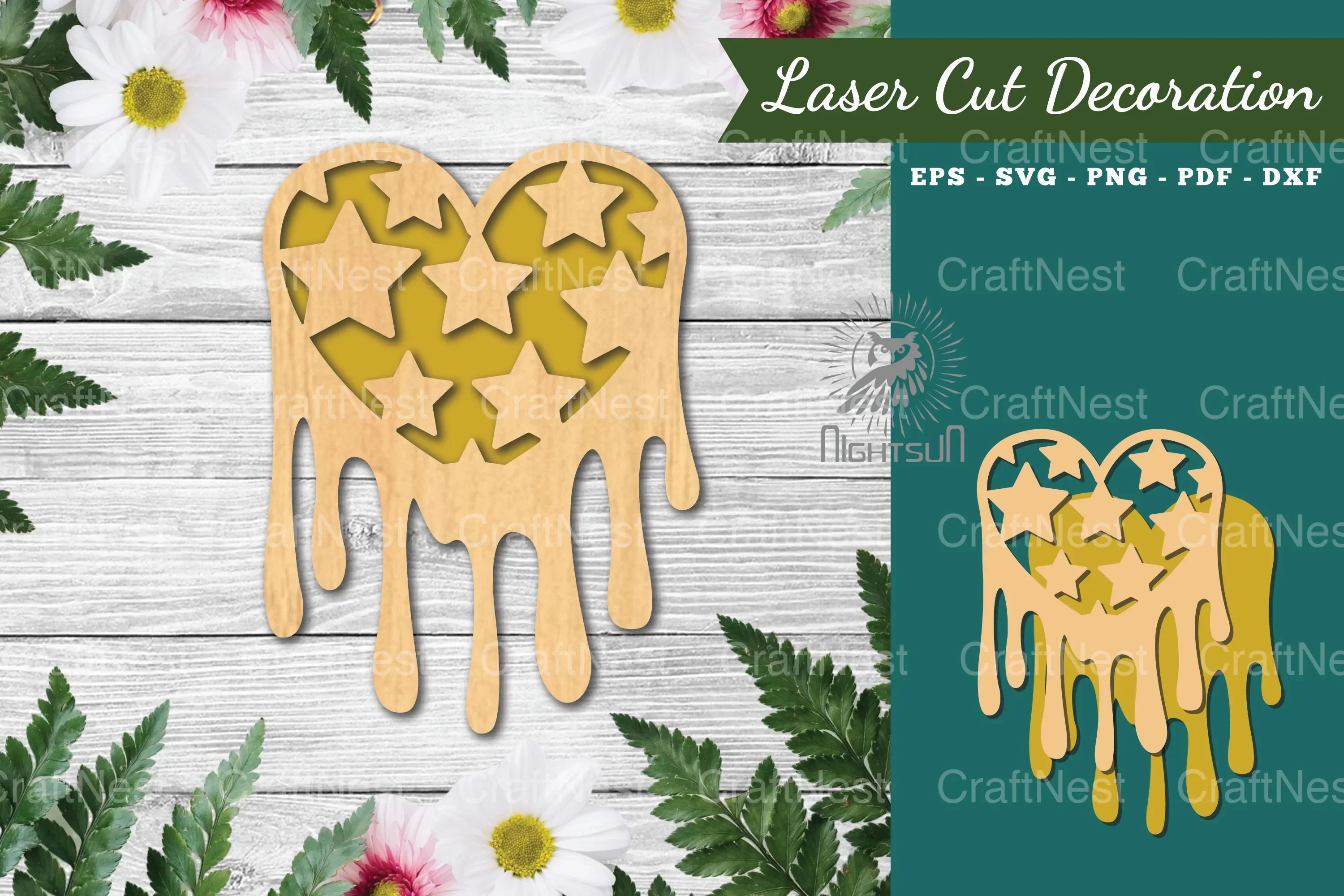 Heart Melted Laser Cut Decoration Clipart Bundle