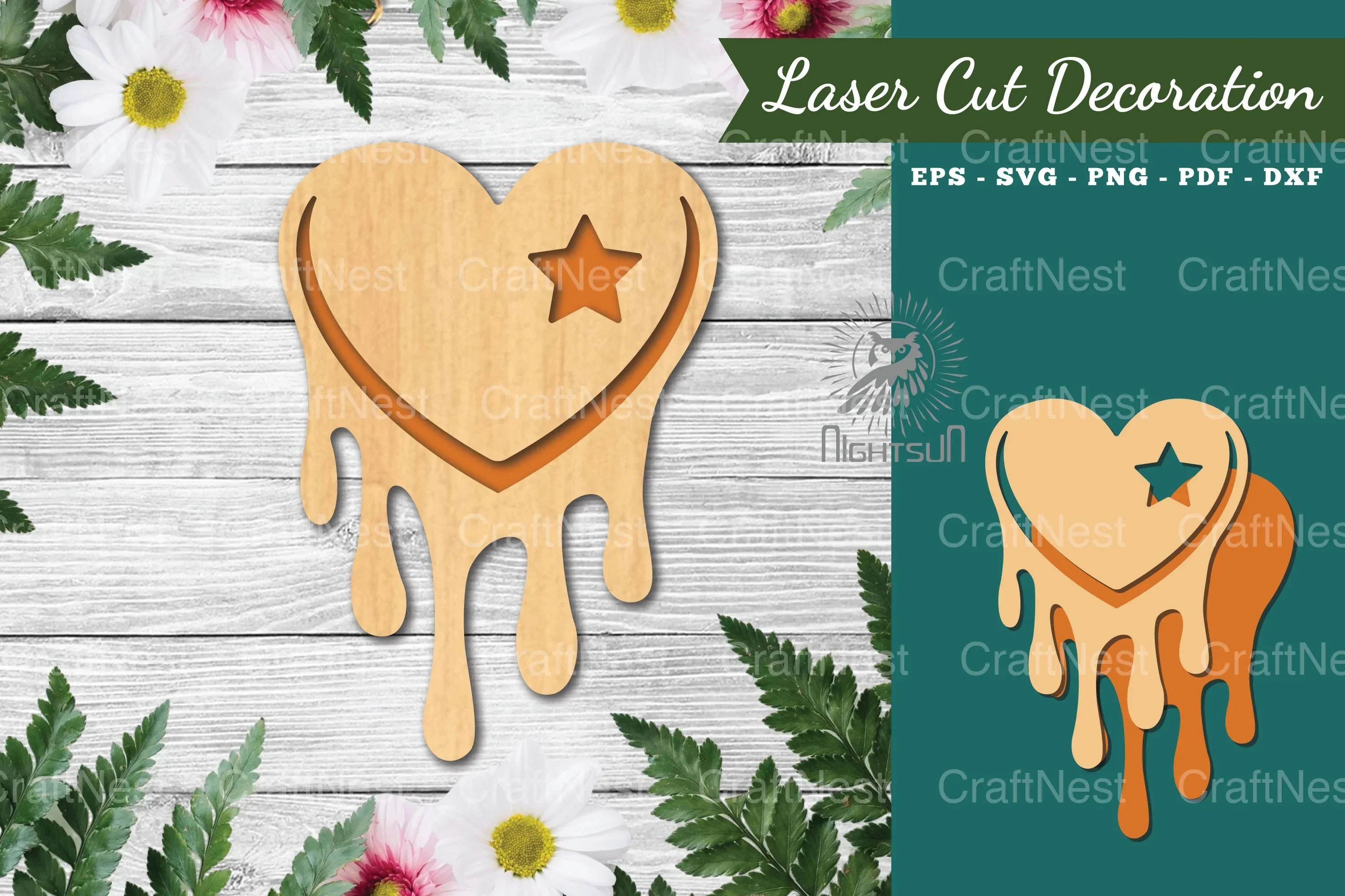 Heart Melted Laser Cut Decoration Clipart Bundle