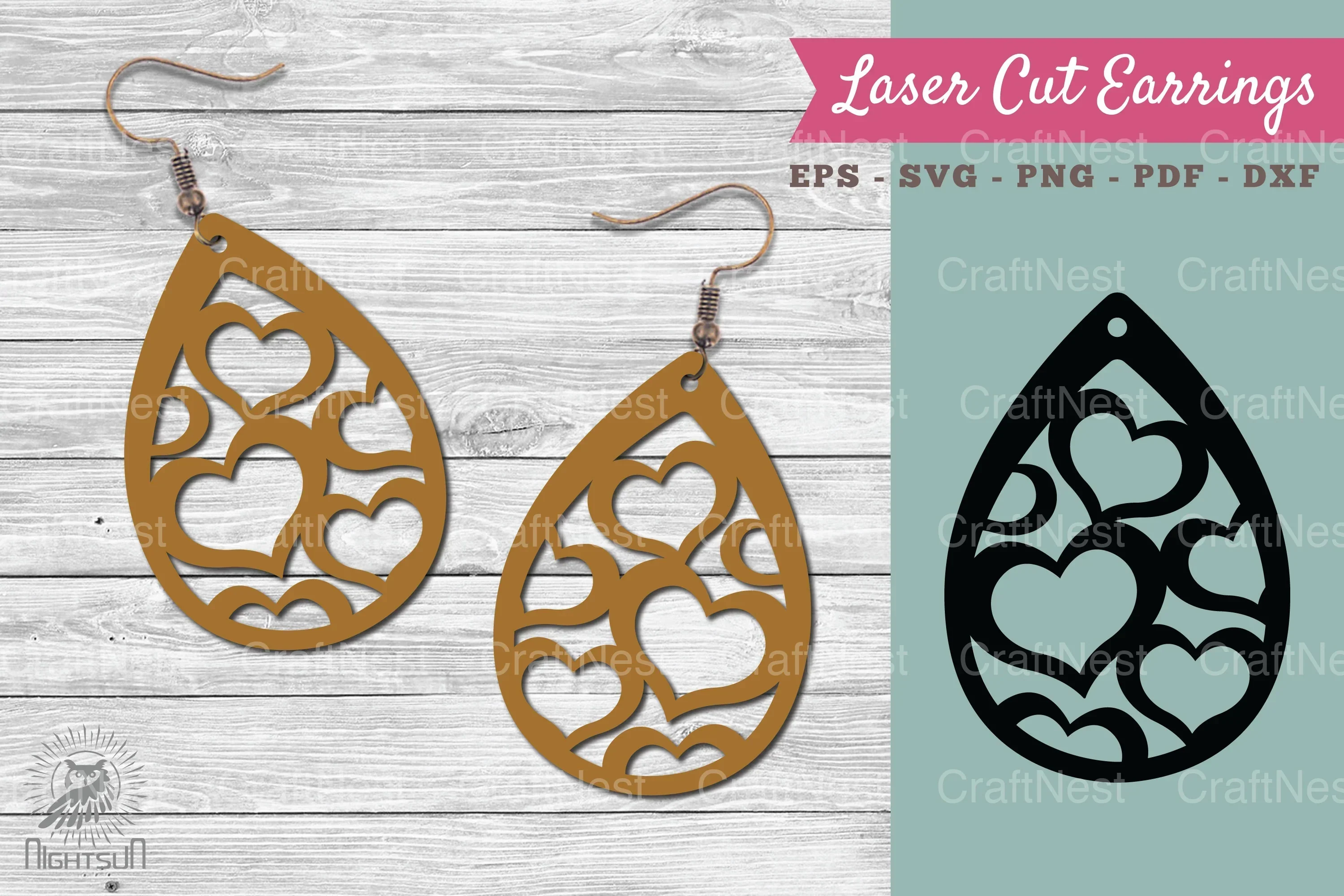 Heart Pattern Laser Cut Earrings SVG Bundle