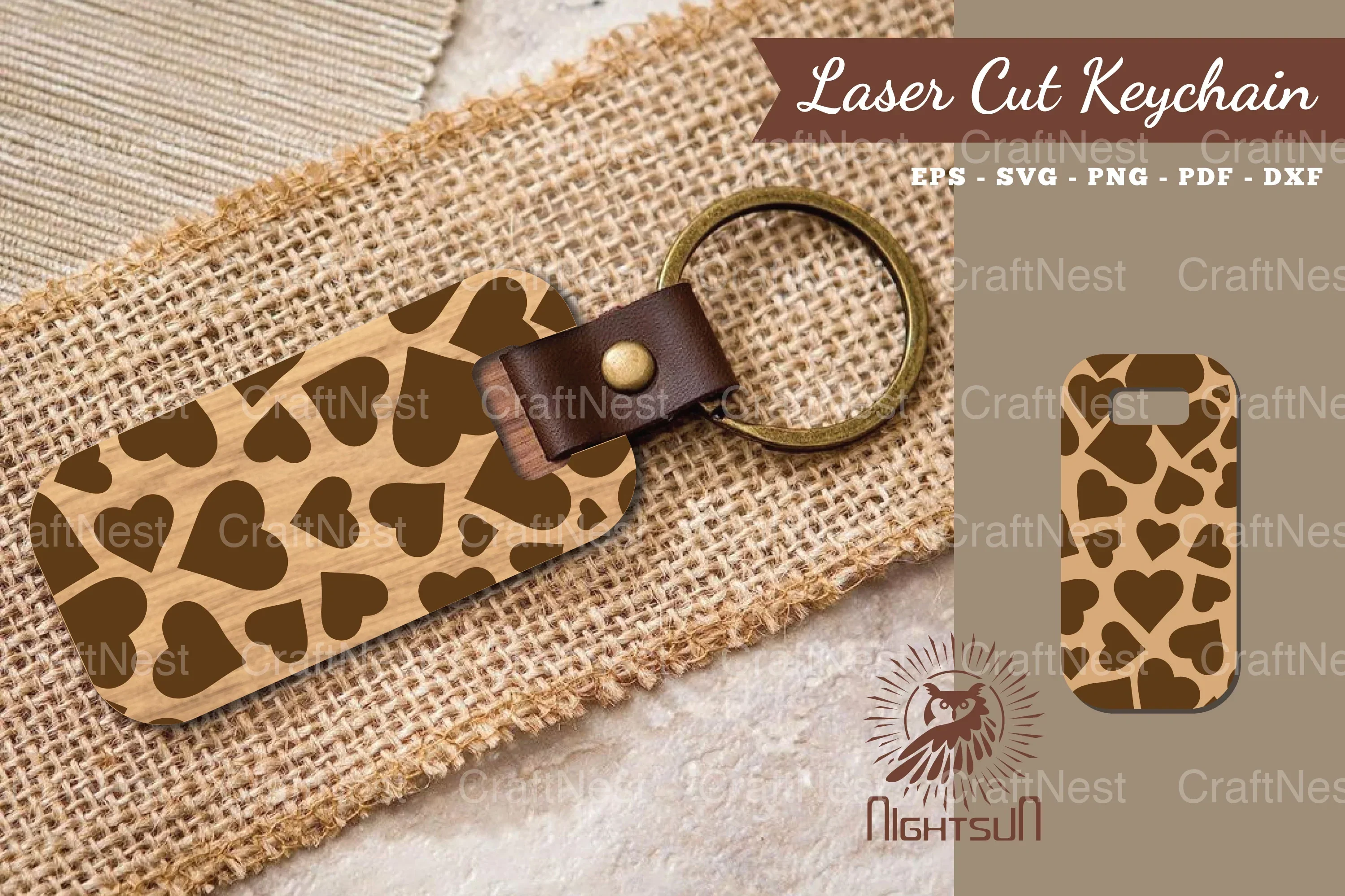 Heart Pattern Laser Cut Keychain Design Bundle