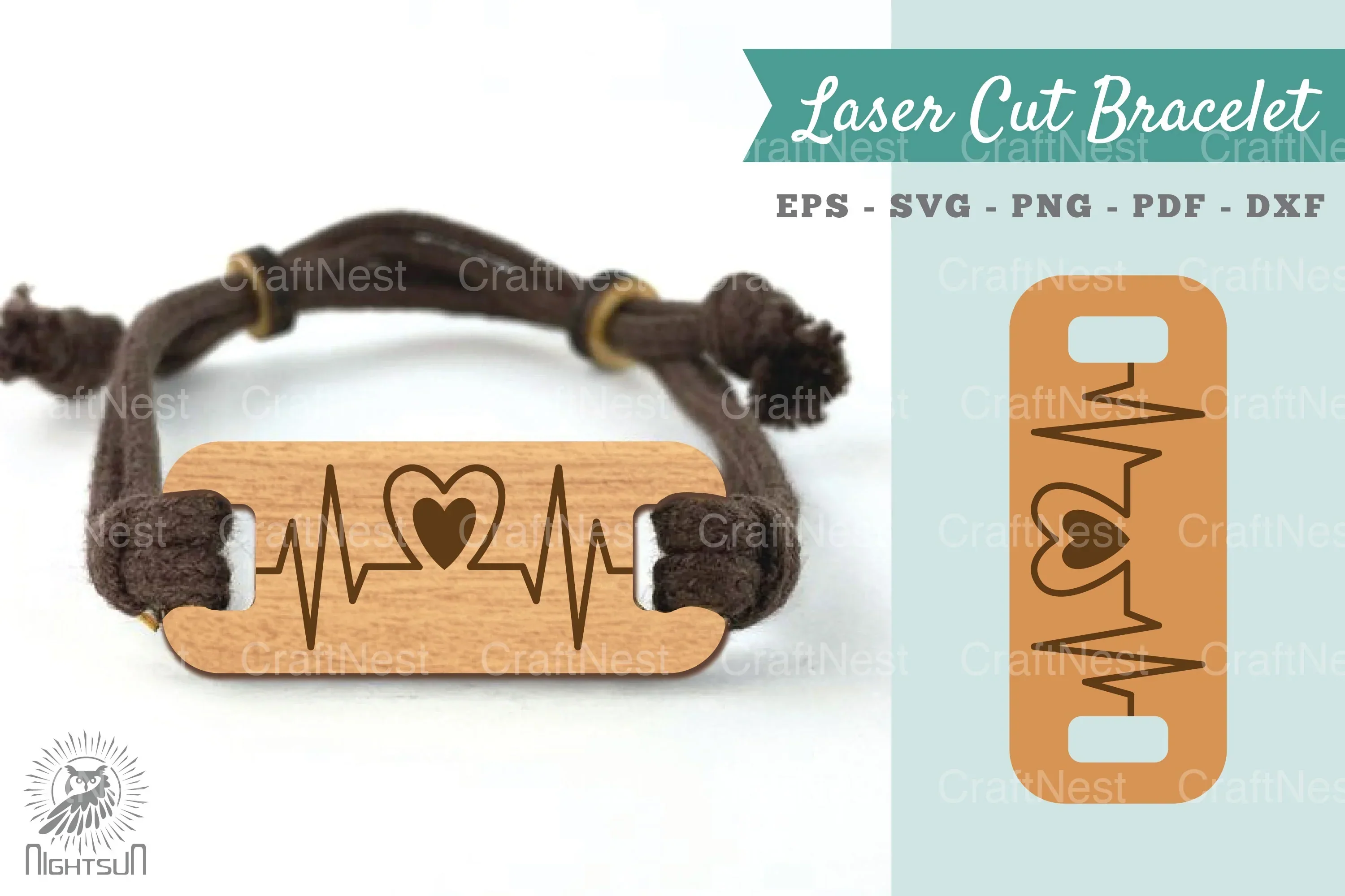 Heartbeat Laser Cut Bracelet Design Bundle