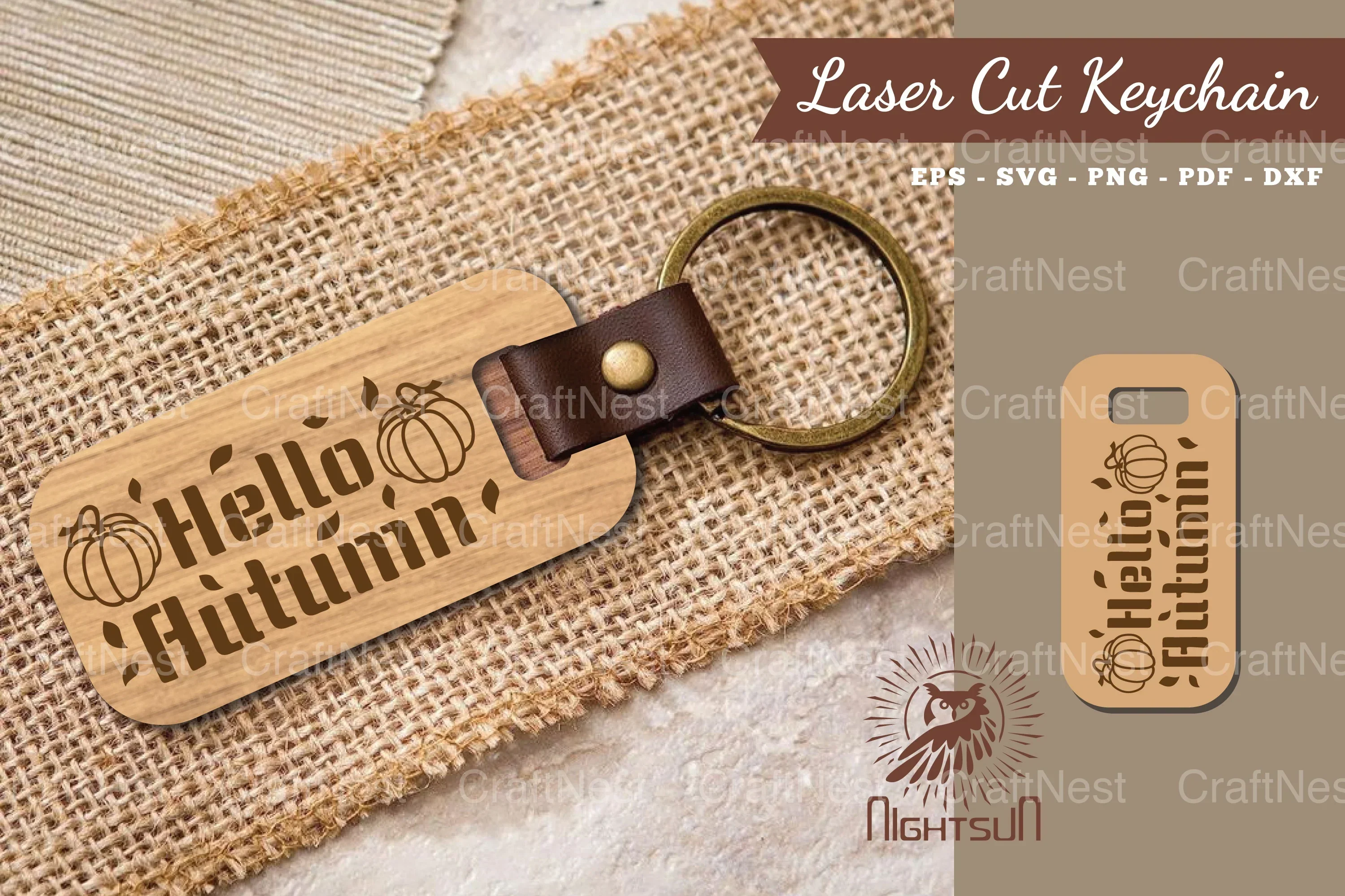 Hello Autumn Laser Cut Keychain Design Bundle