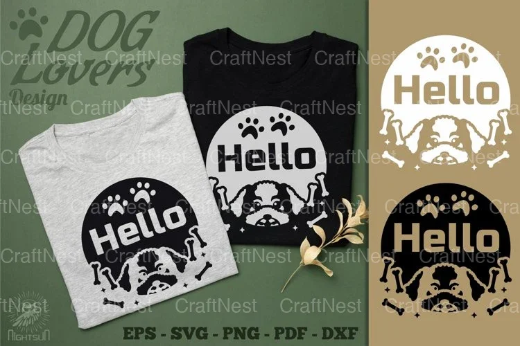 Hello Dog Design SVG Quotes Clipart Bundle