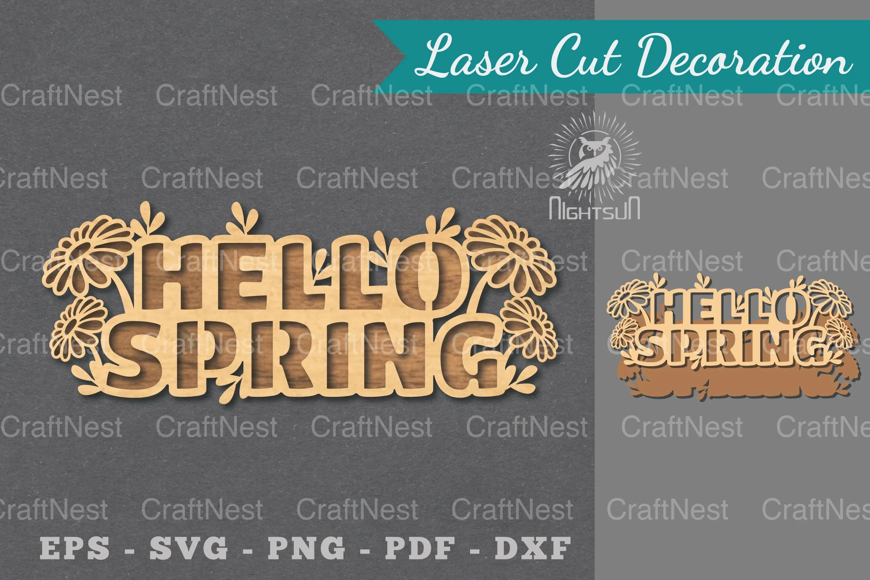 Hello Spring Laser Cut Sign Clipart Bundle