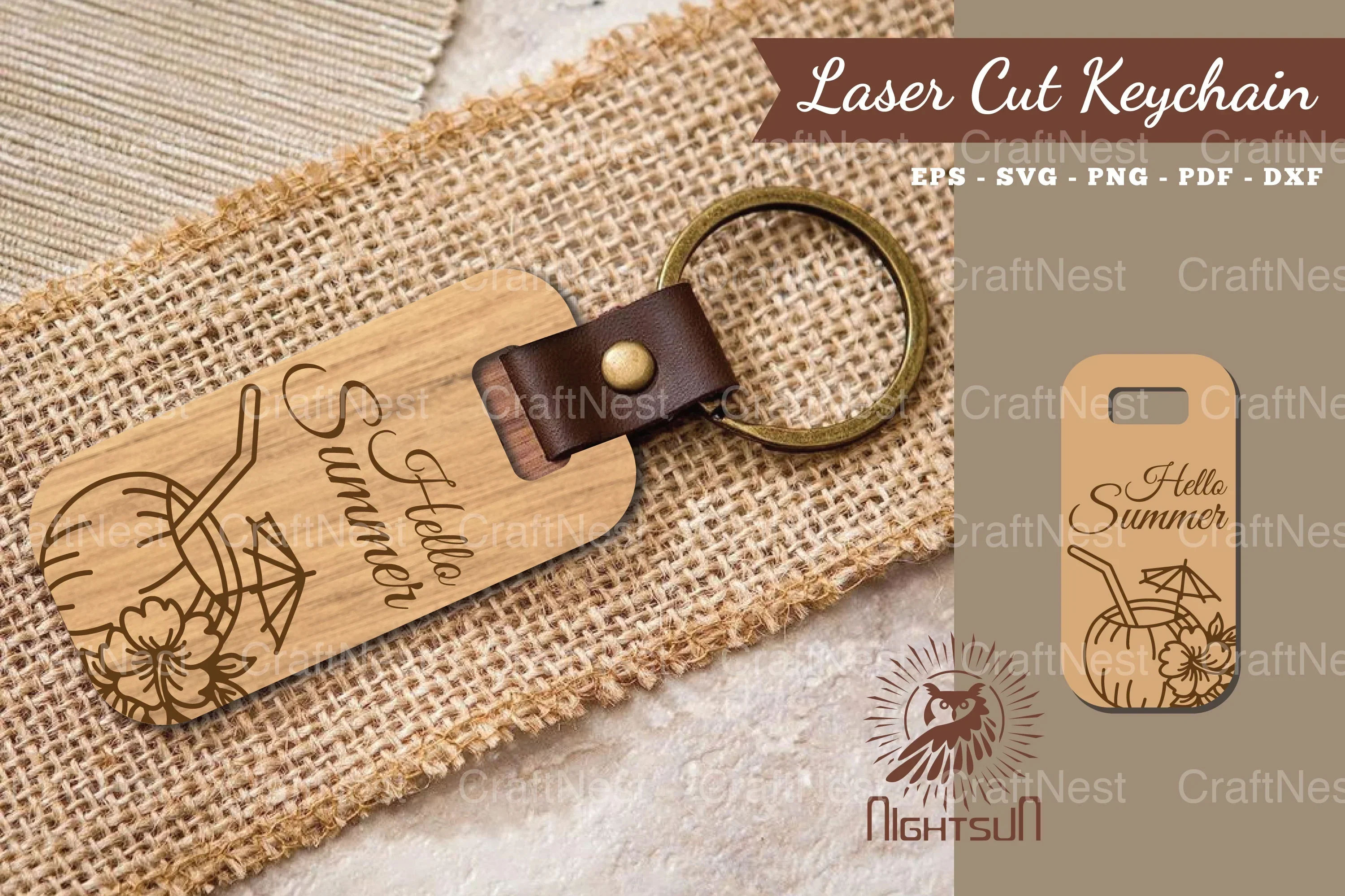Hello Summer Laser Cut Keychain Design Bundle