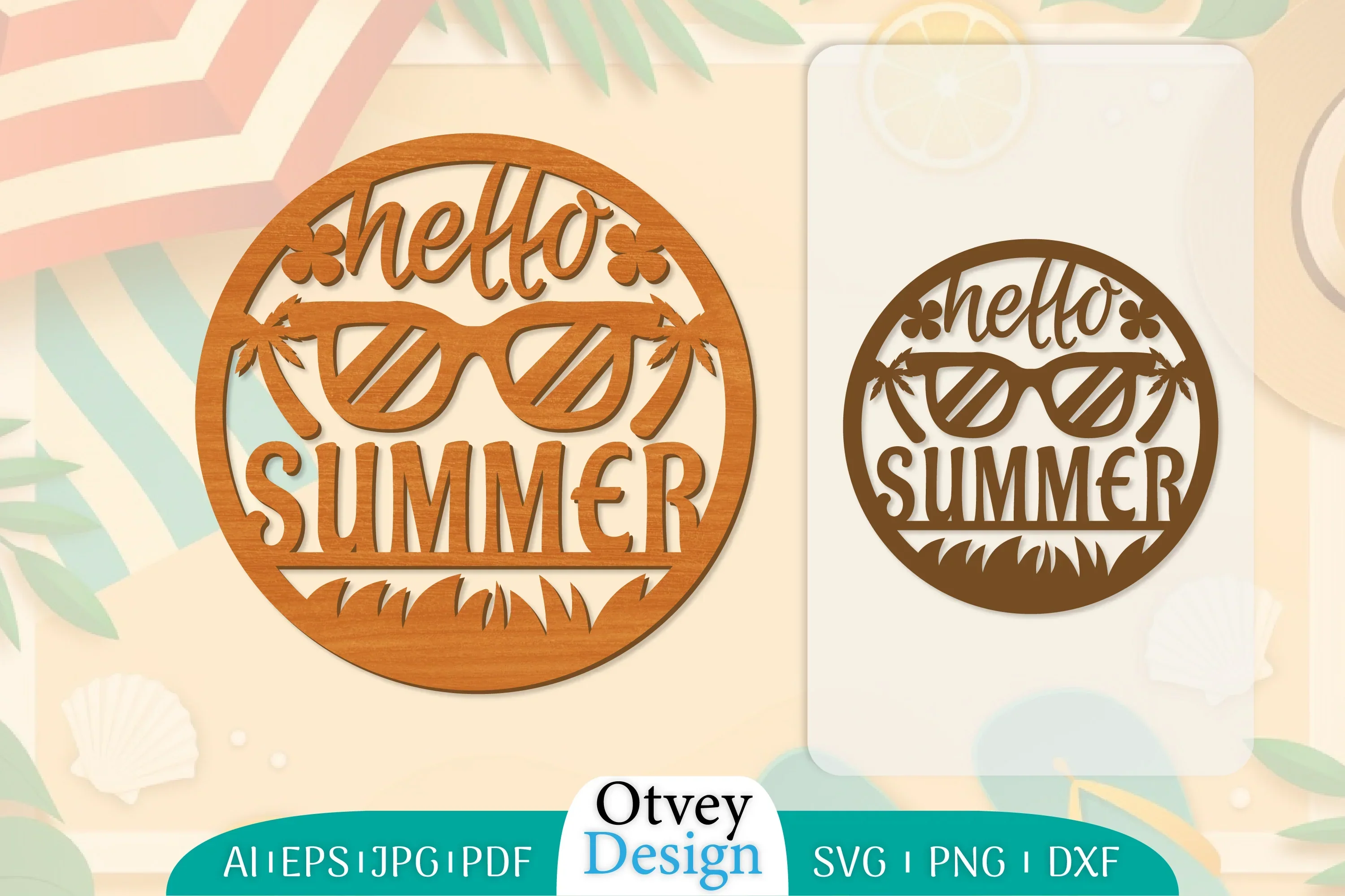 Hello Summer Round Lasercut SVG Bundle