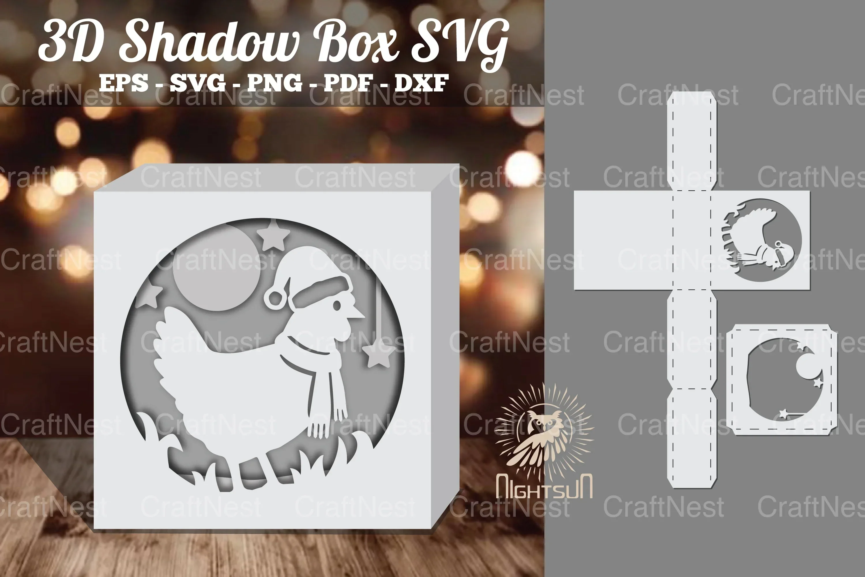 Hen Papercut Shadow Box Clipart Bundle