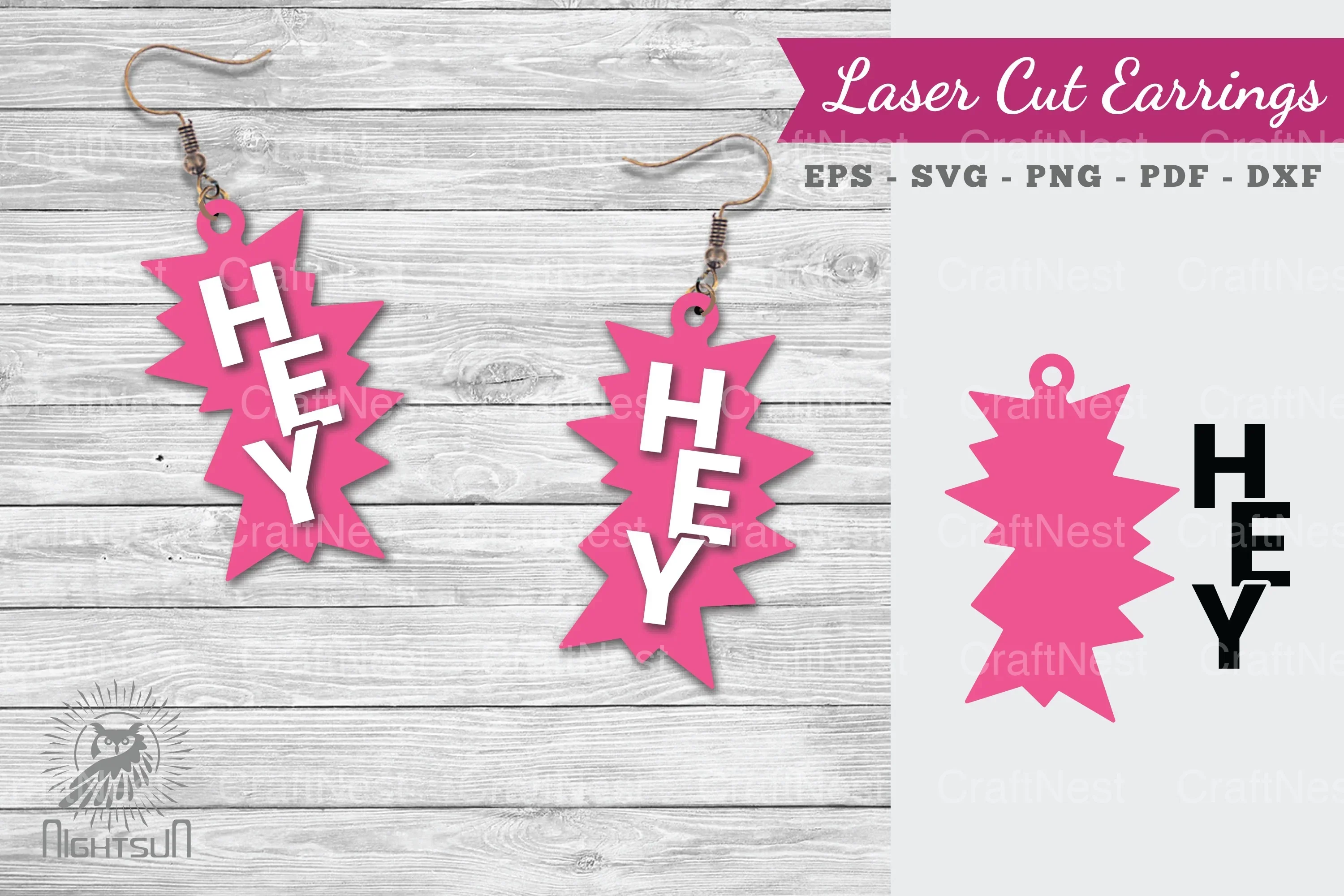 Hey Laser Cut Earrings SVG Bundle