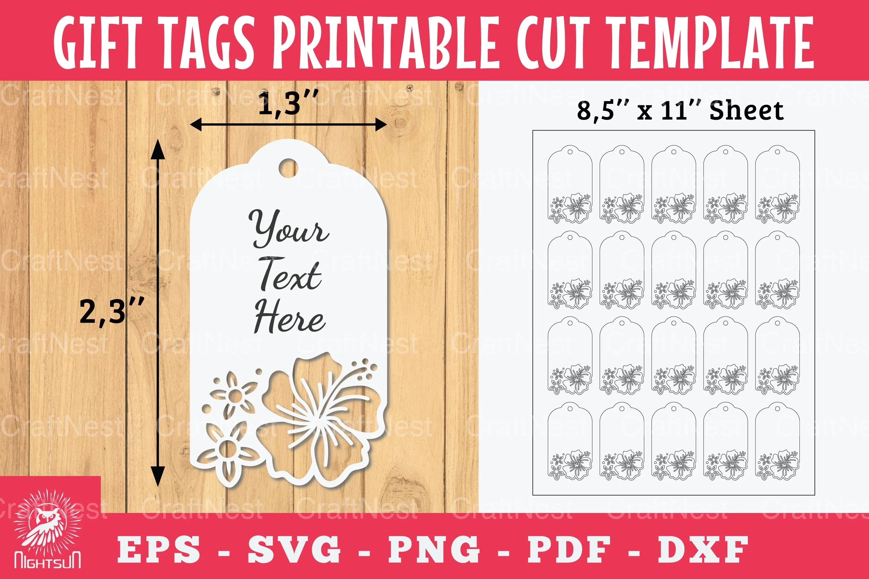 Hibiscus Flower Gift Tags Printable Bundle