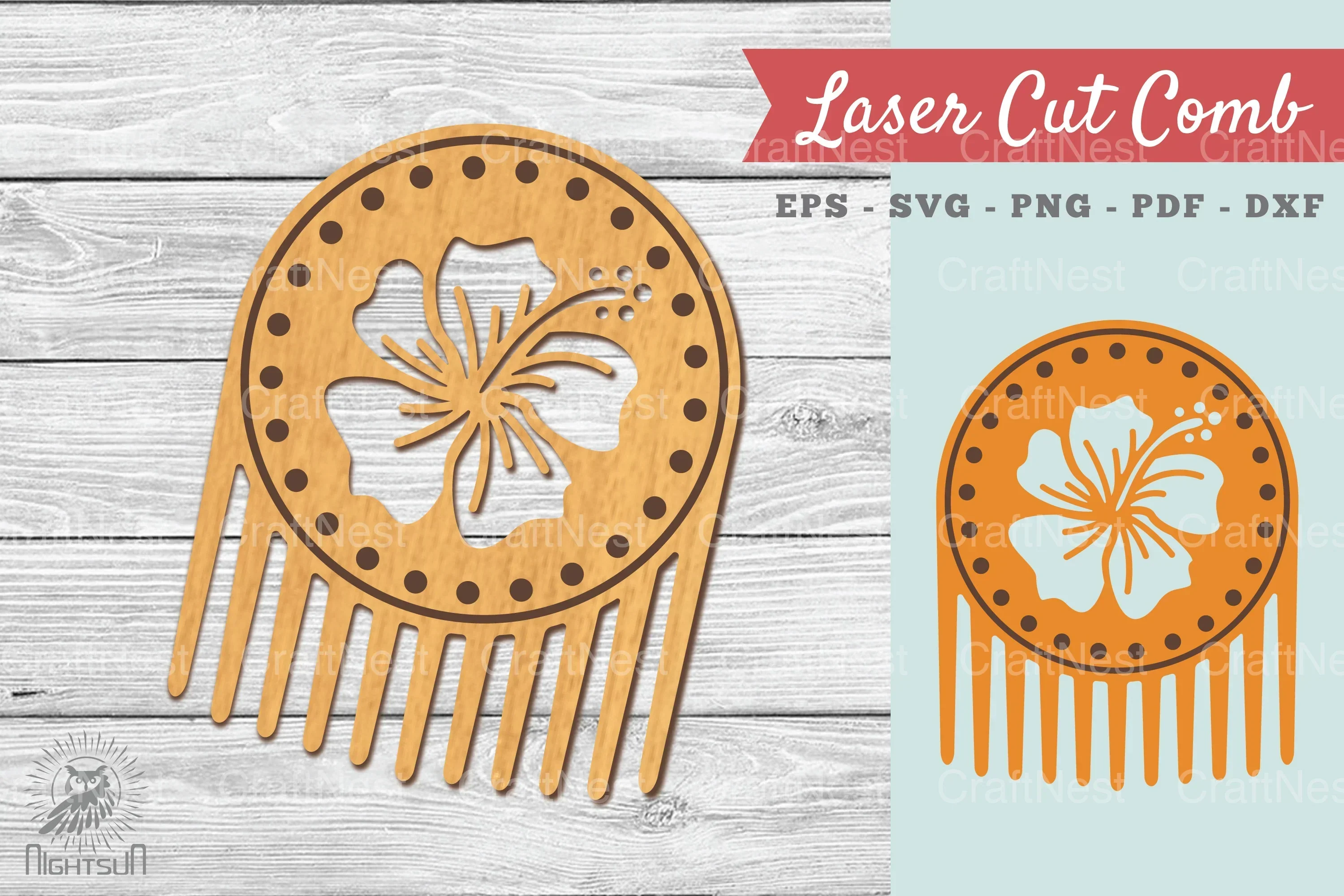 Hibiscus Flower Laser Cut Comb Clipart Bundle