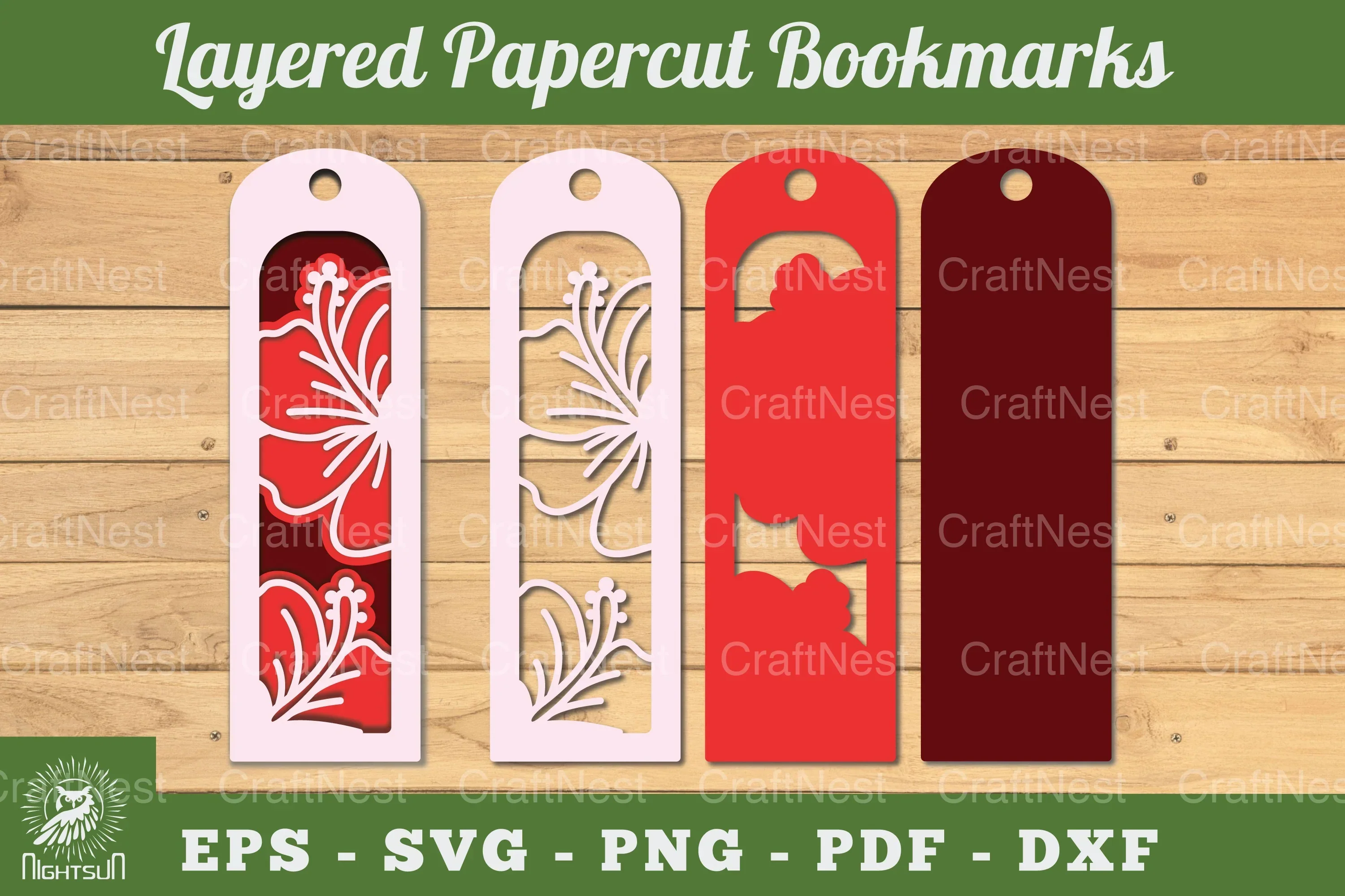 Hibiscus Flowers Bookmark SVG Bundle