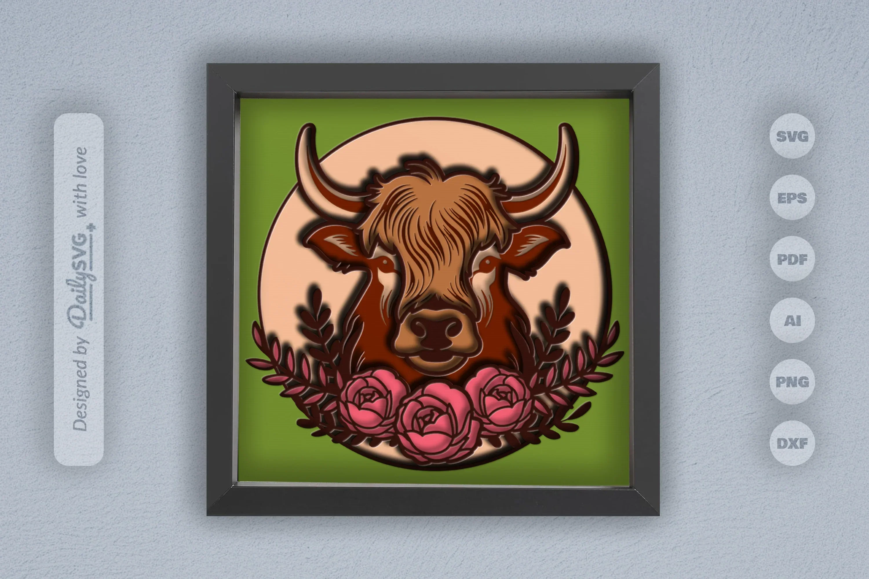 Highland Cow Floral Papercut SVG Bundle