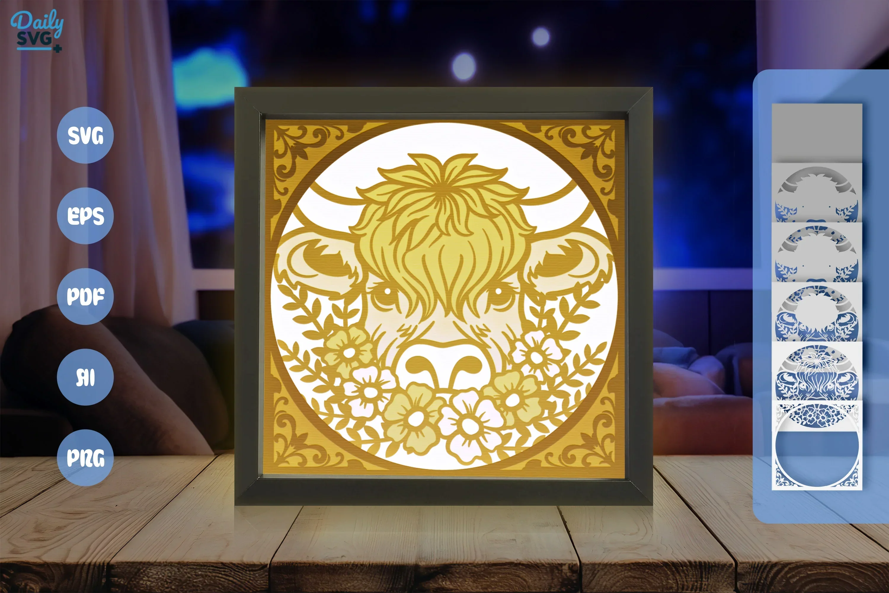 Highland Cow White Papercut SVG Bundle - Image 3