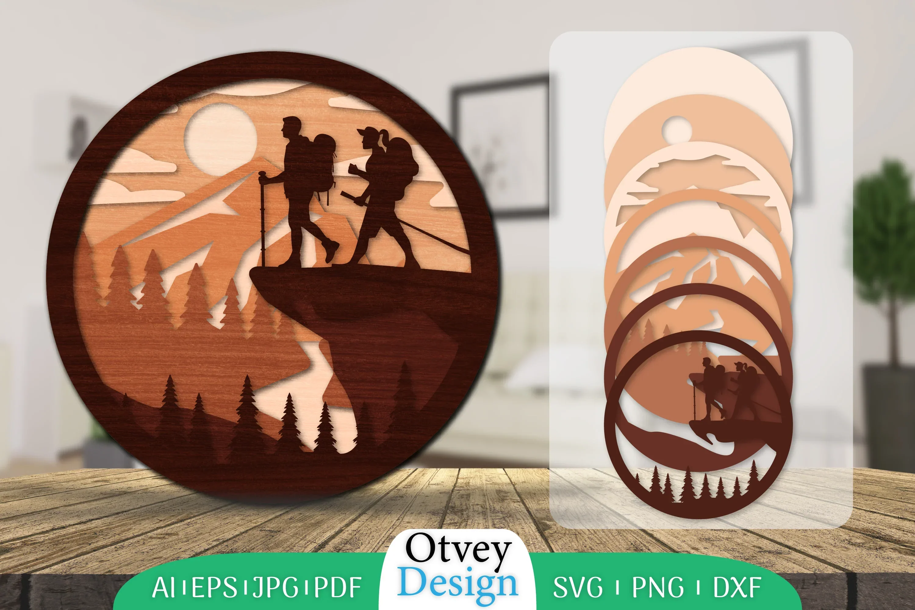 Hiking Couple Layered Lasercut SVG Bundle