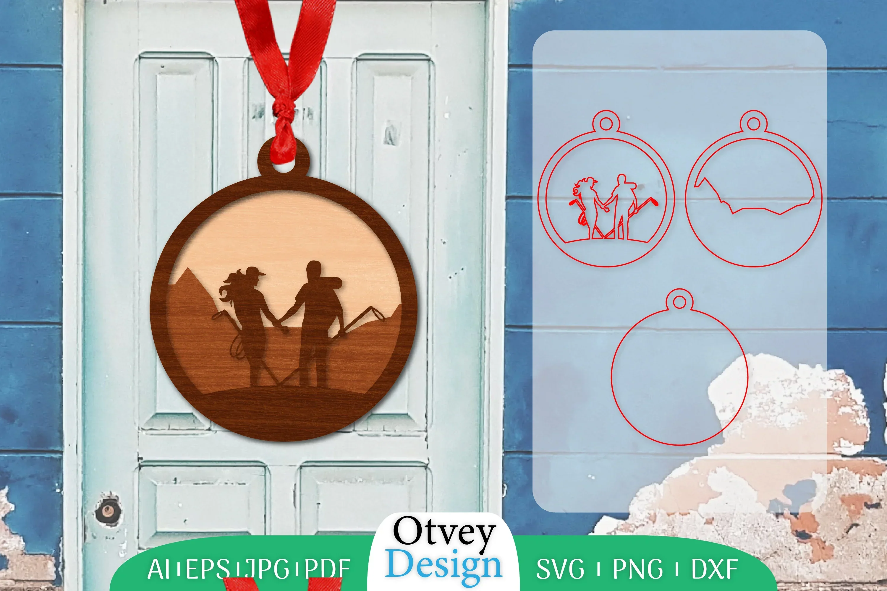Hiking Couple Welcome Round Sign SVG Bundle