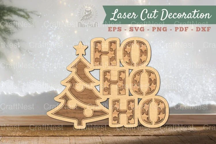 Ho Ho Ho 3D Lasercut Decoration Clipart Bundle