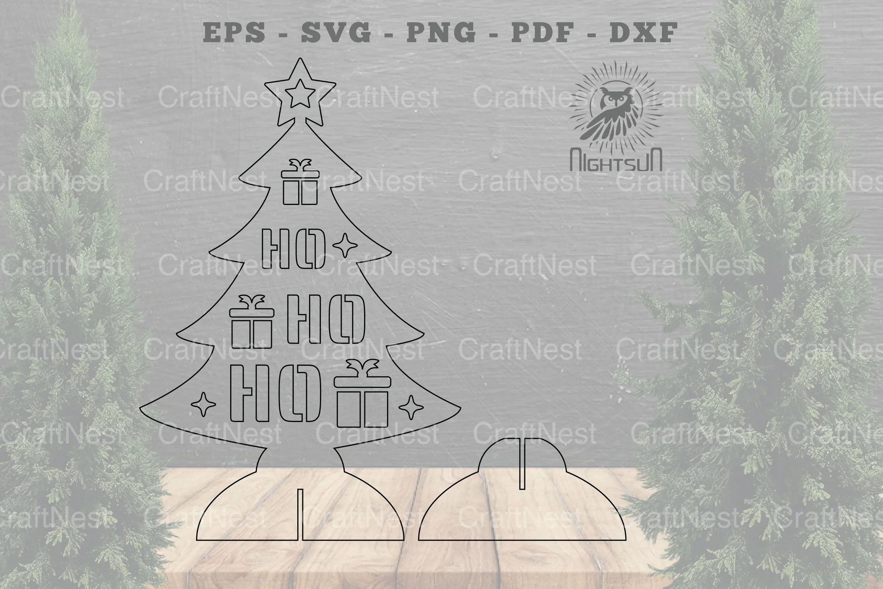 Ho Ho Ho Christmas Tree Laser Cut Home Decor Clipart Bundle - Image 2