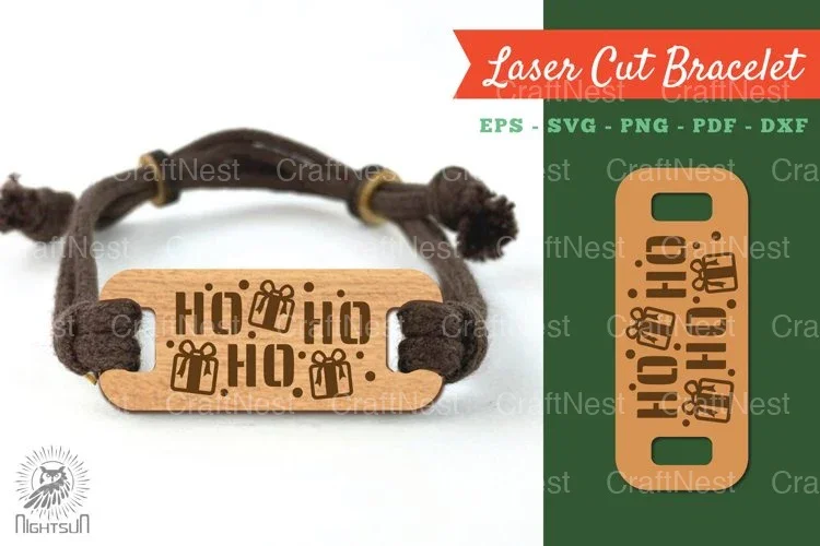 Ho Ho Ho Laser Cut Bracelet SVG Design Bundle