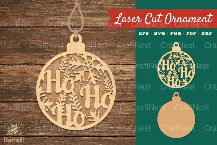 Ho Ho Ho Laser Cut Ornament SVG Bundle