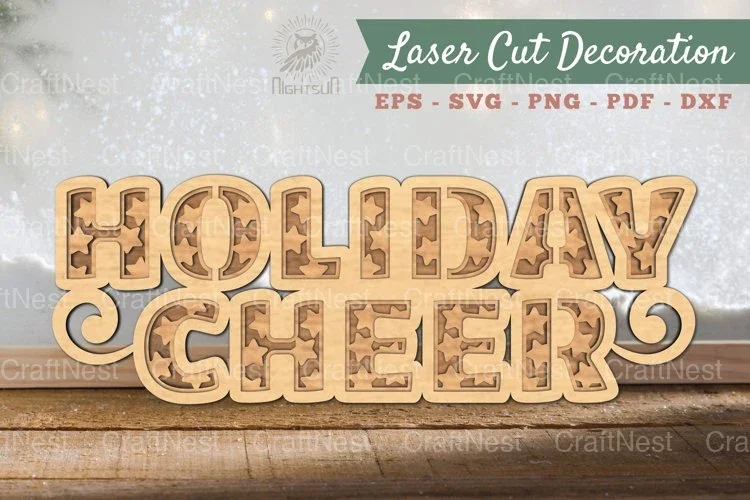 Holiday Cheer 3D Lasercut Decoration Clipart Bundle