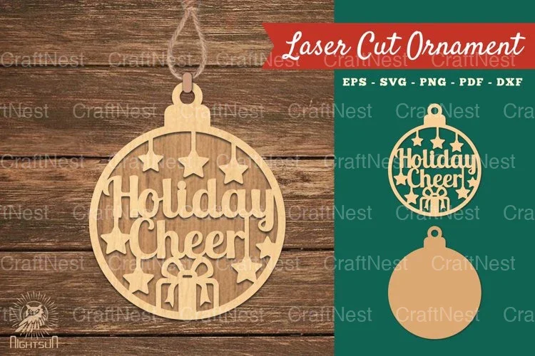 Holiday Cheer Laser Cut Ornament SVG Bundle