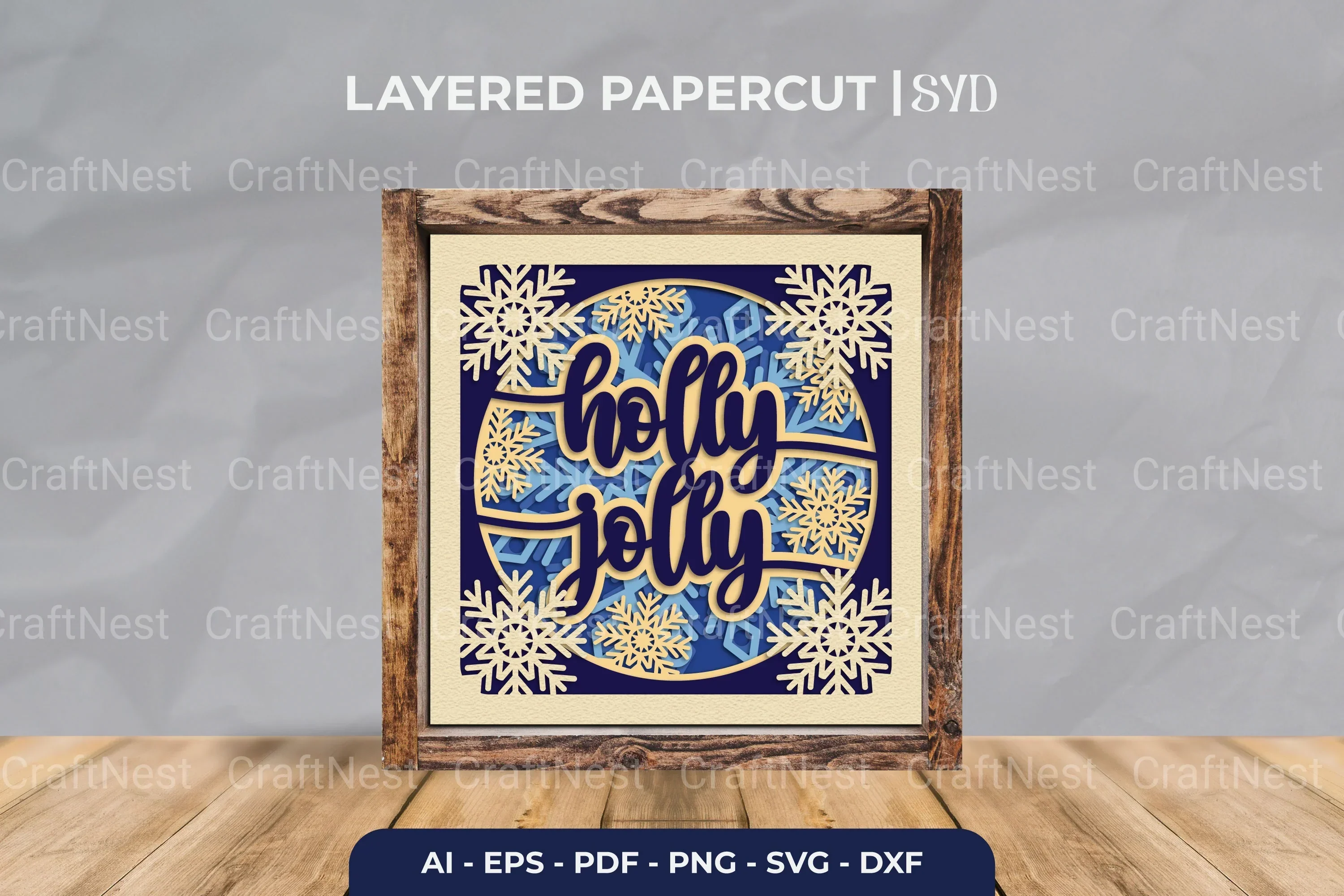 Holly Jolly 3D Shadow Box SVG Bundle - Image 2