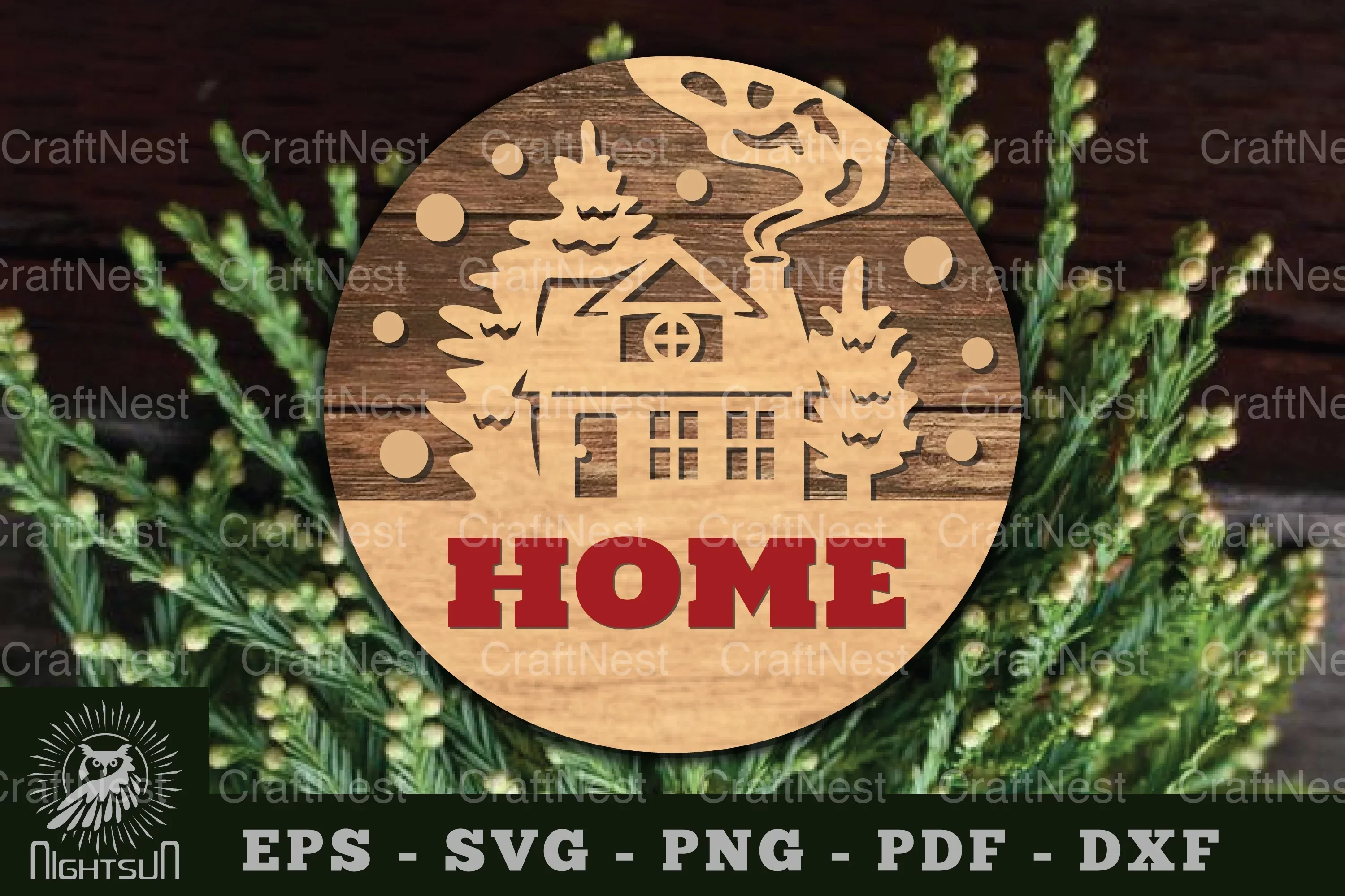 Home Round Laser Cut Sign Clipart Bundle