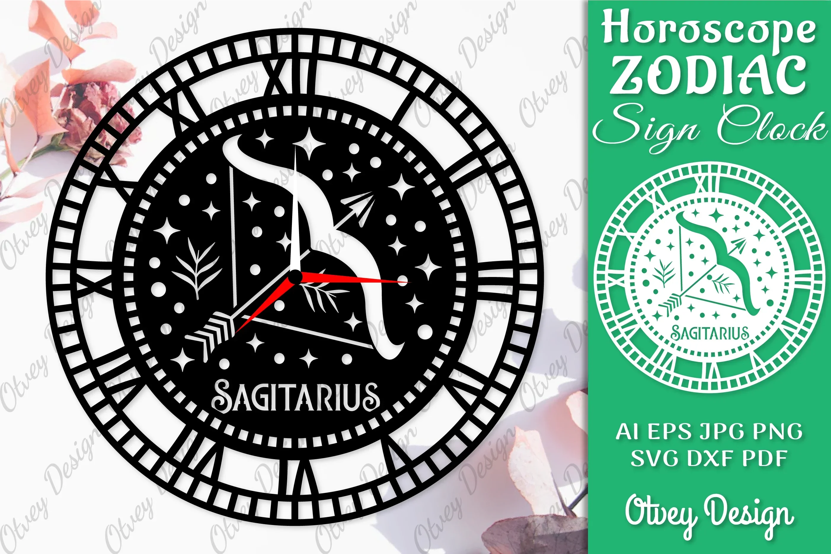 Horoscope Zodiac Sign Laser Cut Clock Template SVG Bundle