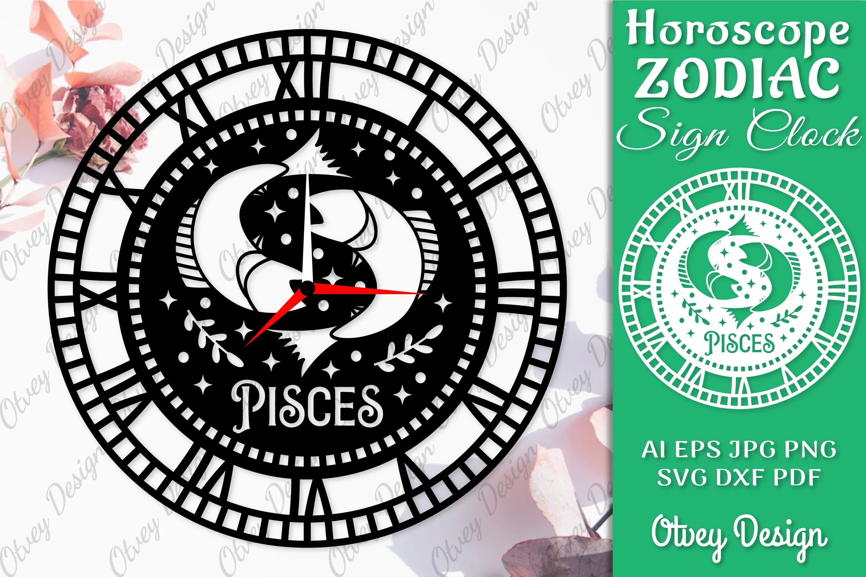 Horoscope Zodiac Sign Laser Cut Clock Template SVG Bundle