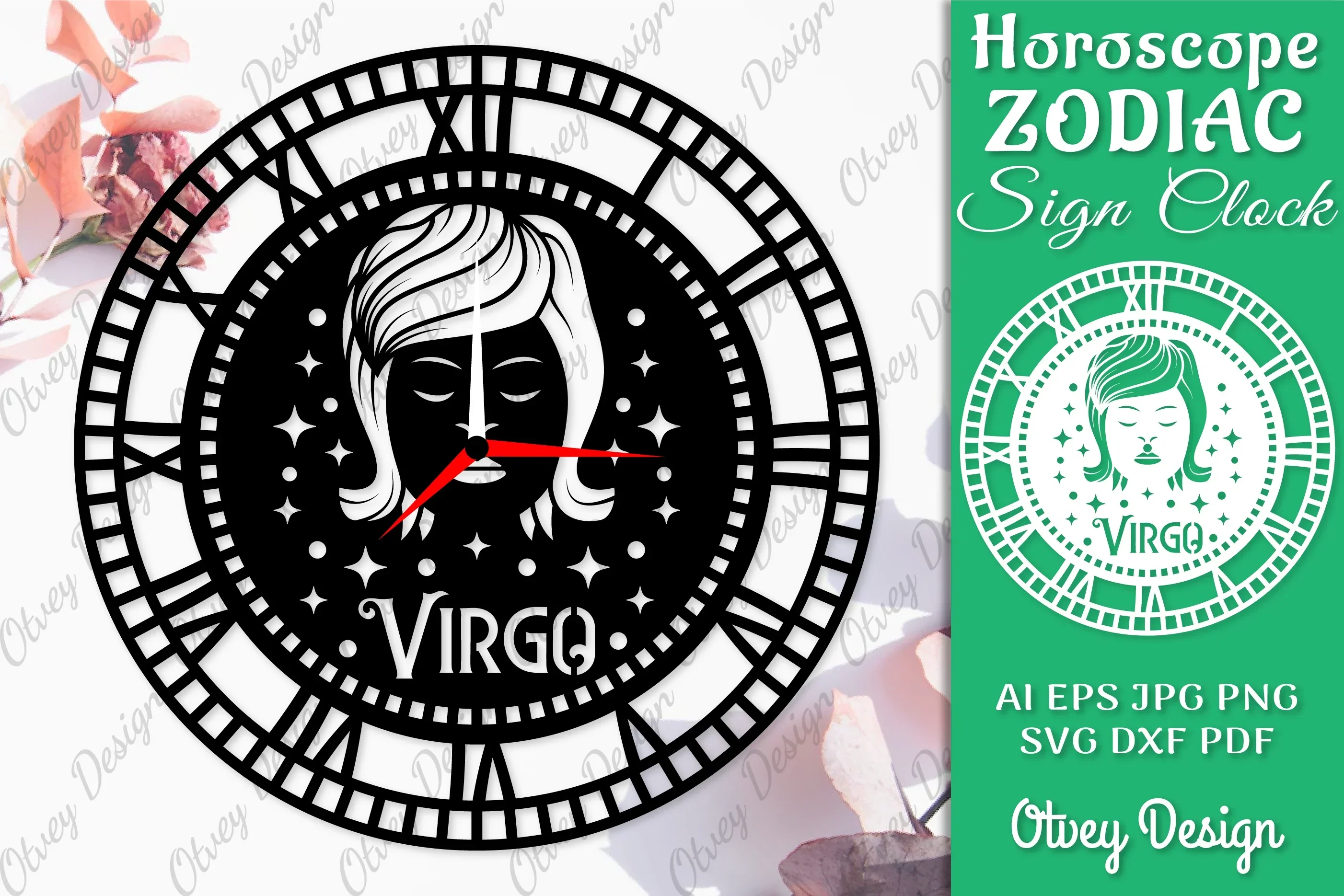 Horoscope Zodiac Sign Laser Cut Clock Template SVG Bundle