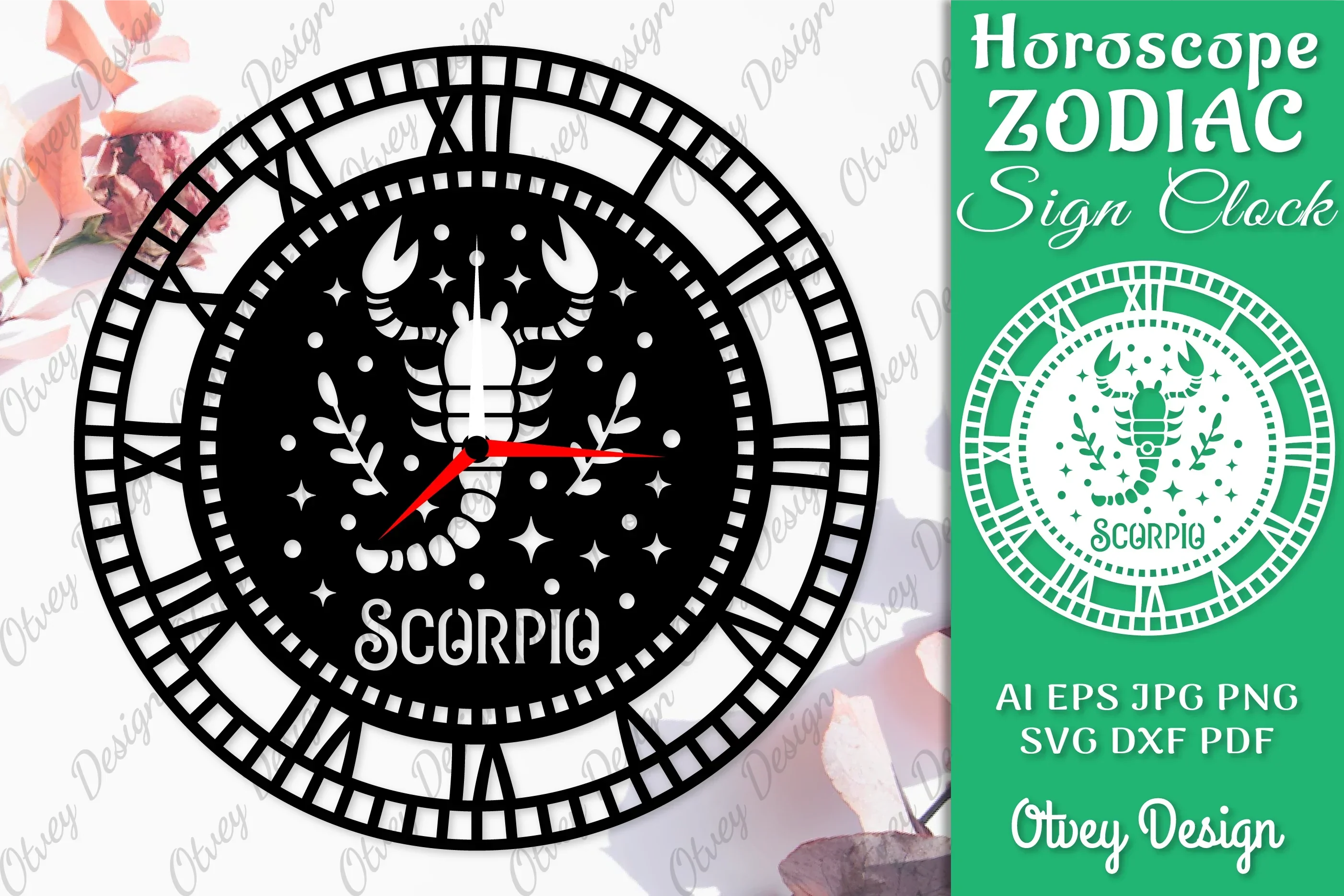 Horoscope Zodiac Sign Laser Cut Clock Template SVG Bundle
