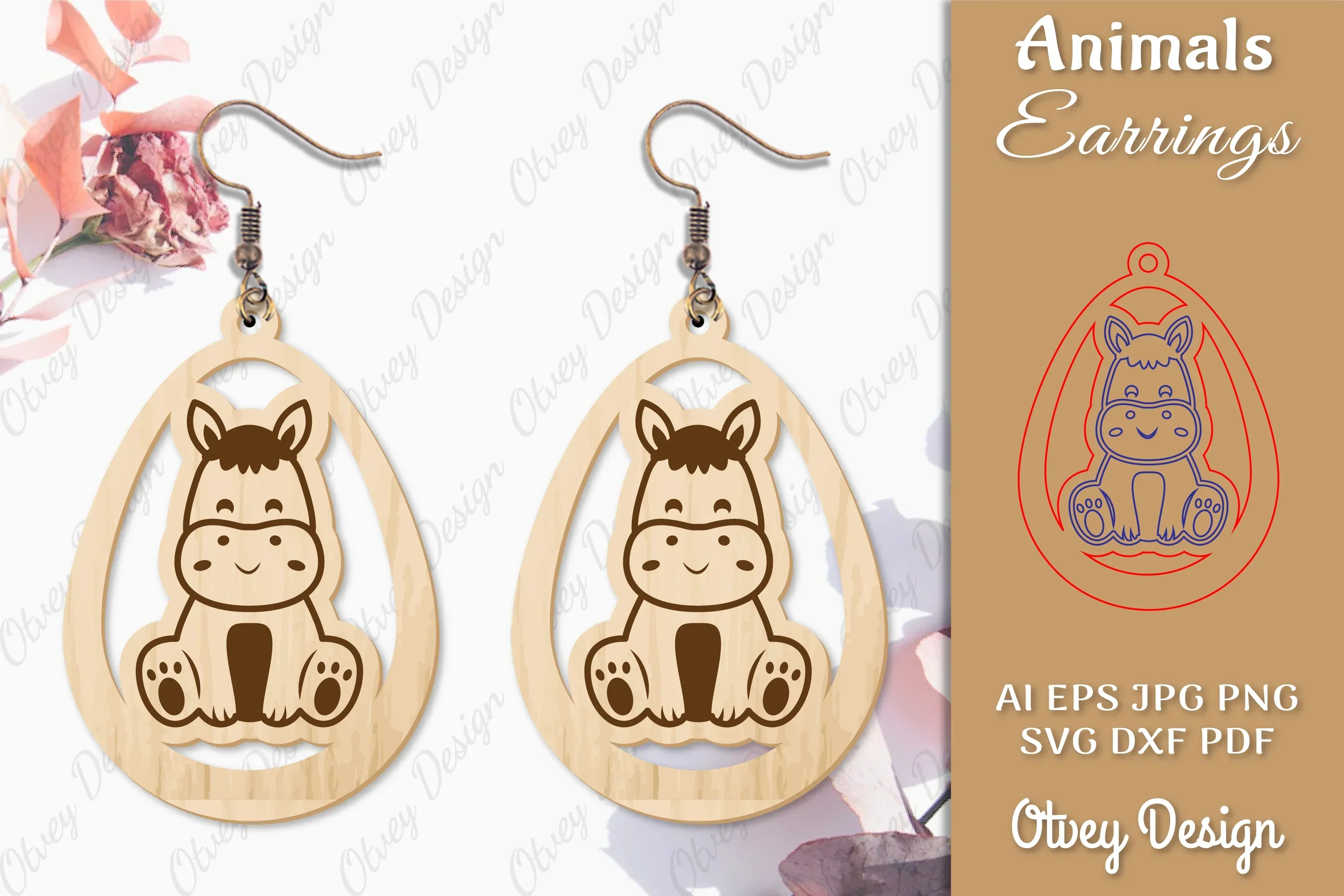 Horse Animal Earrings Lasercut SVG Bundle