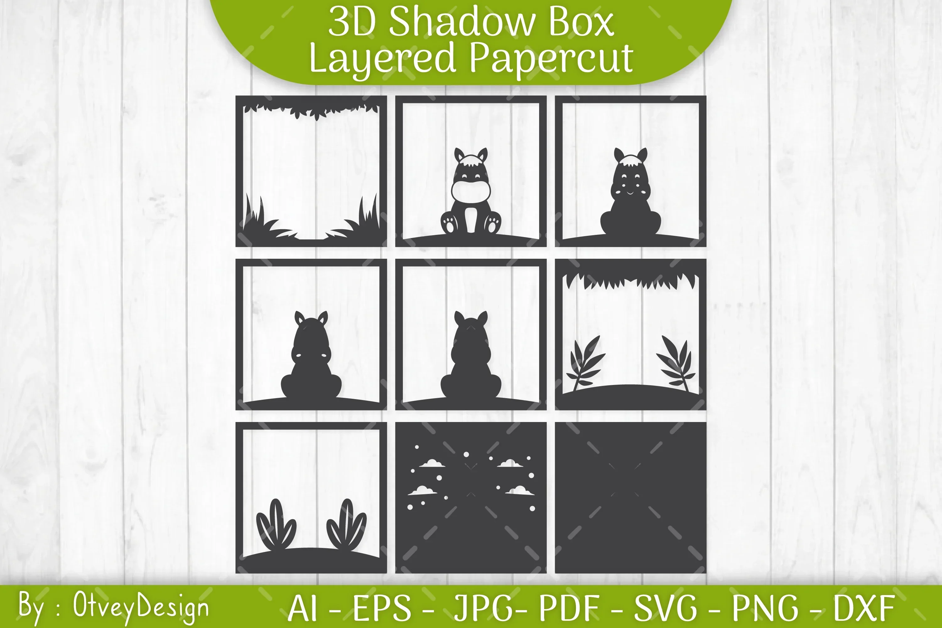 Horse Animals Shadow Box Layered Papercut SVG Bundle - Image 3