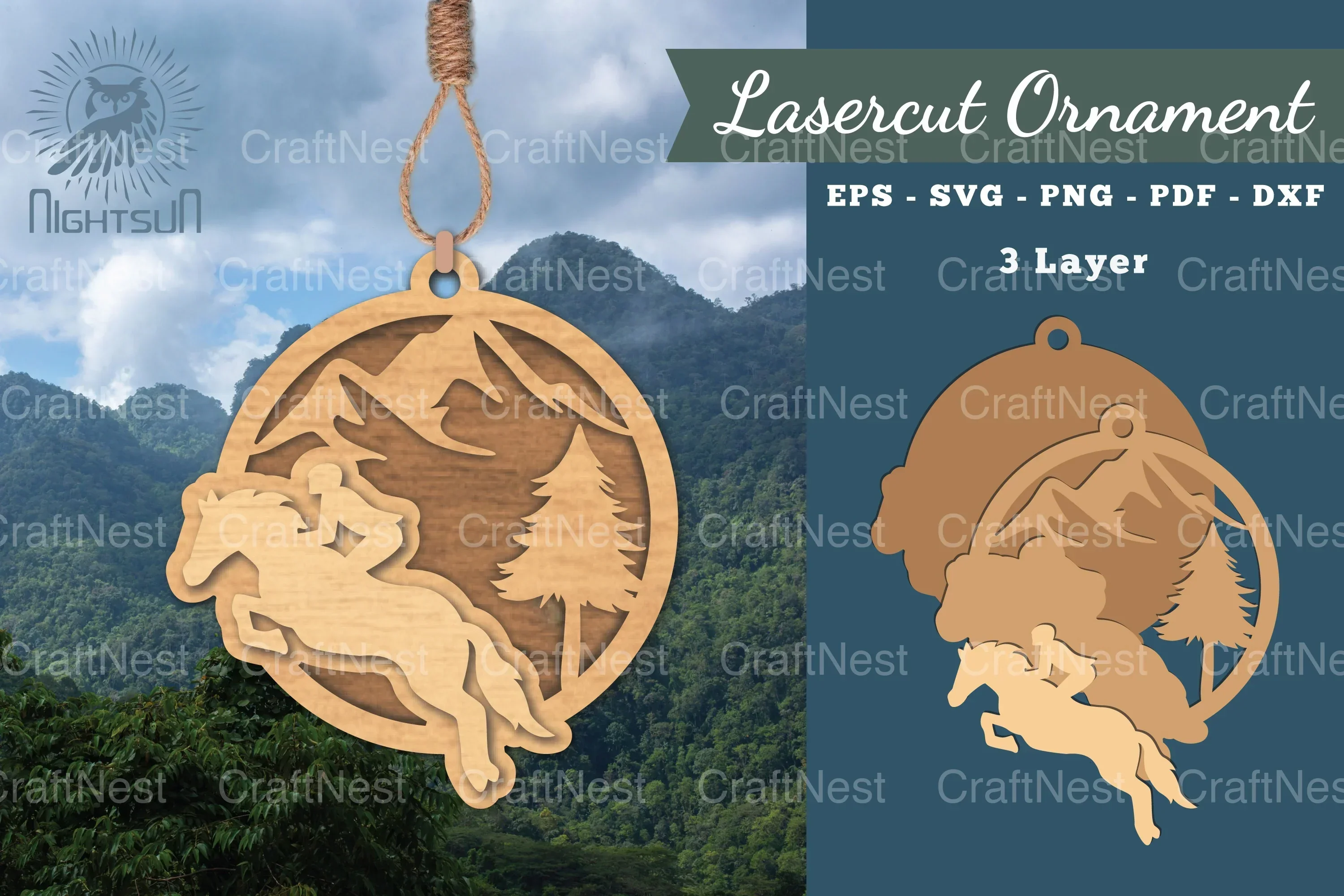 Horse Riding Laser Cut Ornament Clipart Bundle