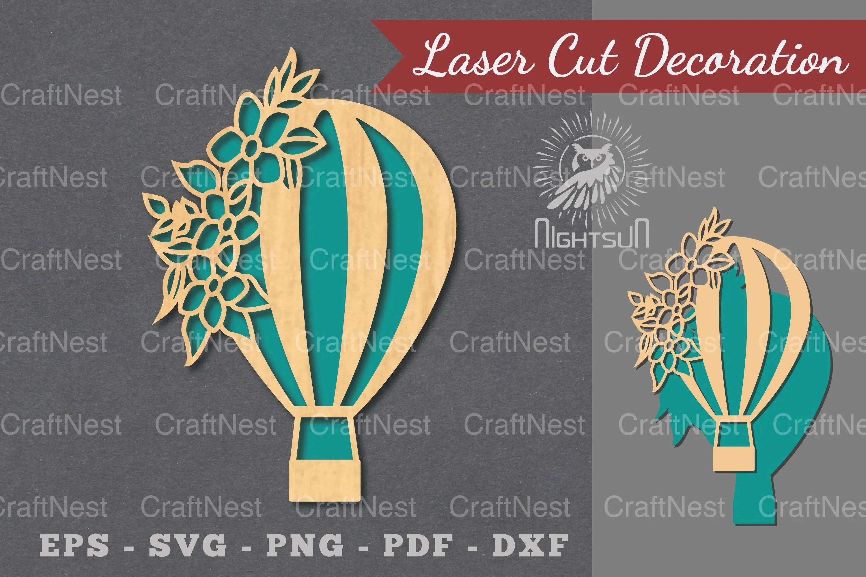 Hot Air Balloon Laser Cut Decoration Clipart Bundle