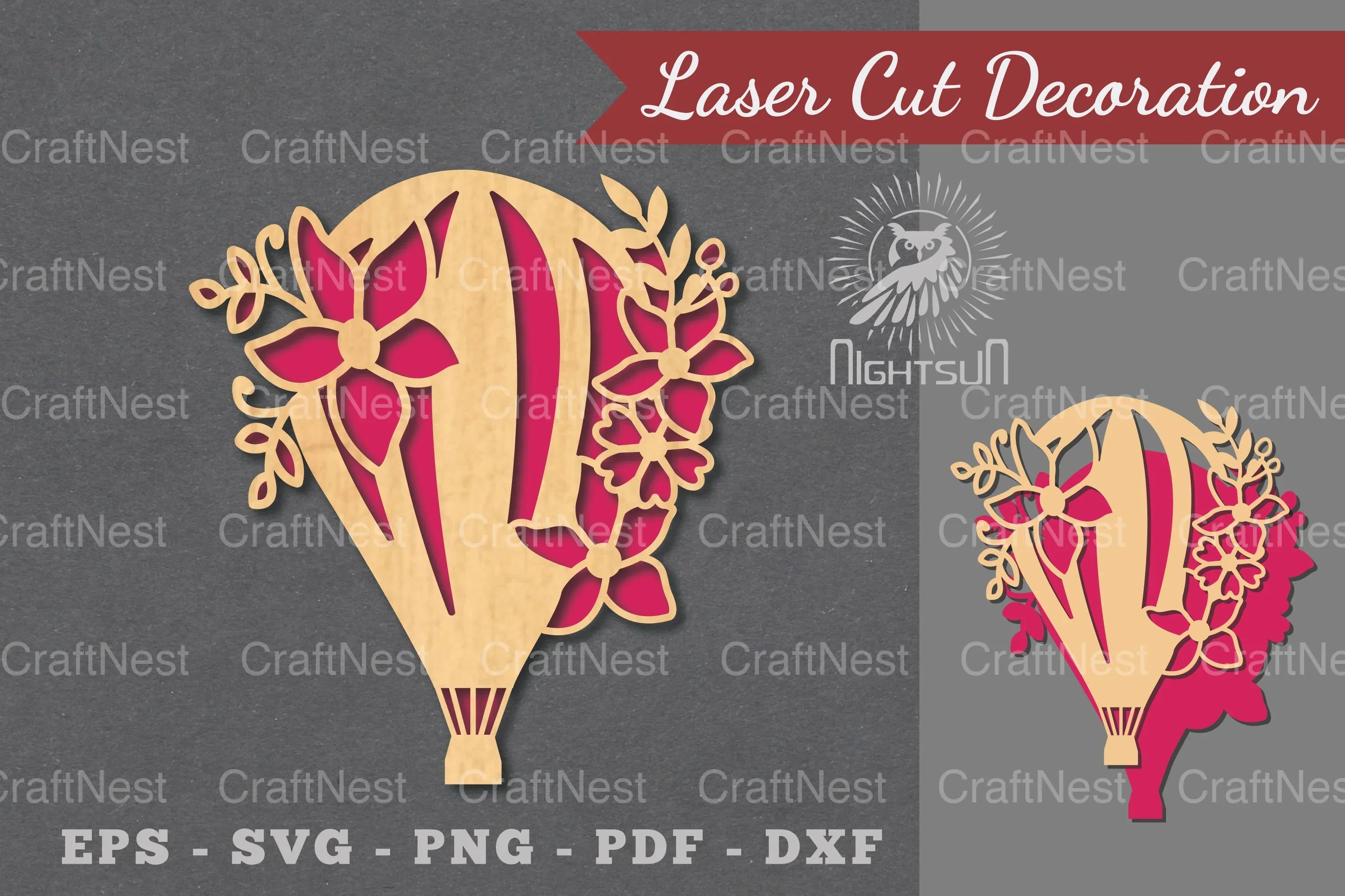 Hot Air Balloon Laser Cut Decoration Clipart Bundle