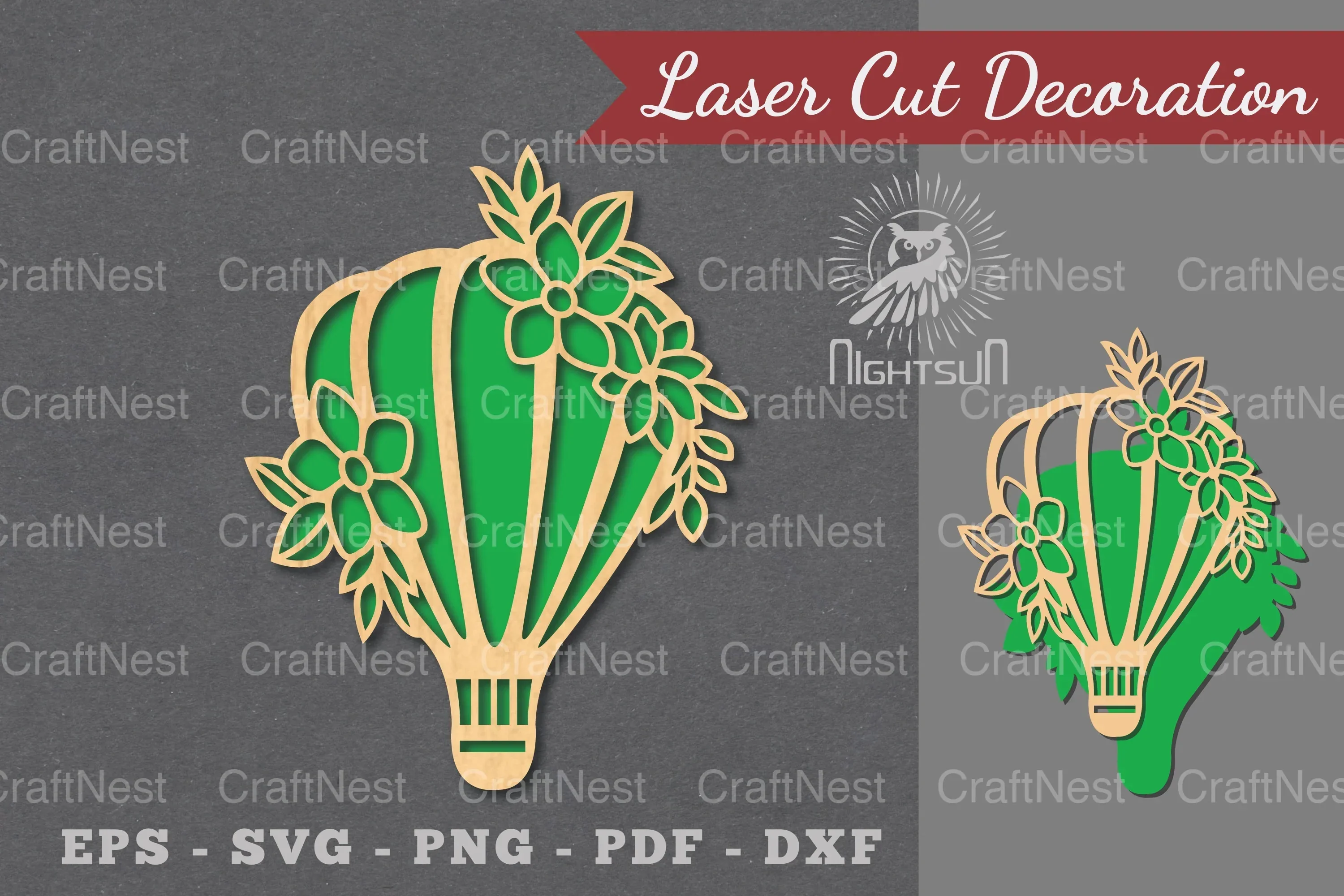 Hot Air Balloon Laser Cut Decoration Clipart Bundle
