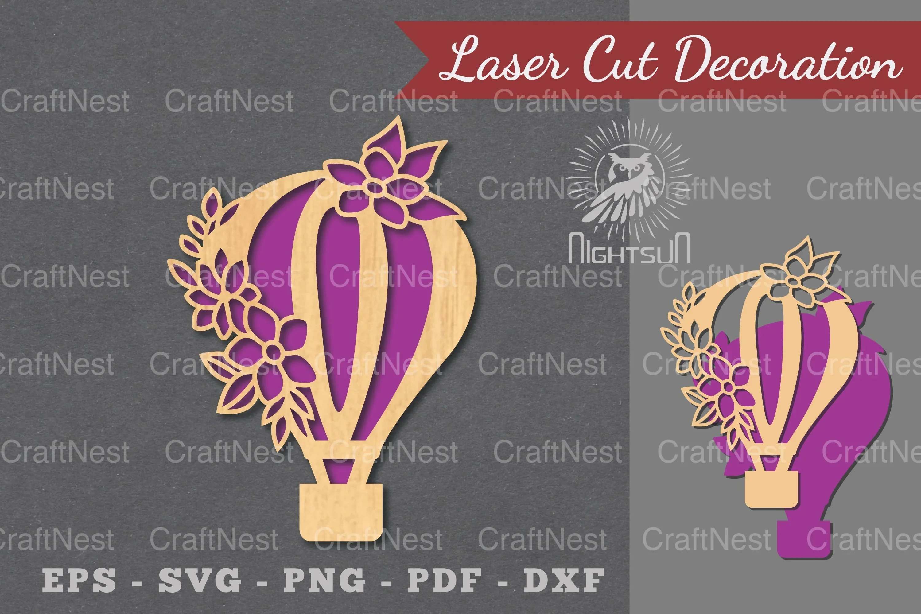 Hot Air Balloon Laser Cut Decoration Clipart Bundle