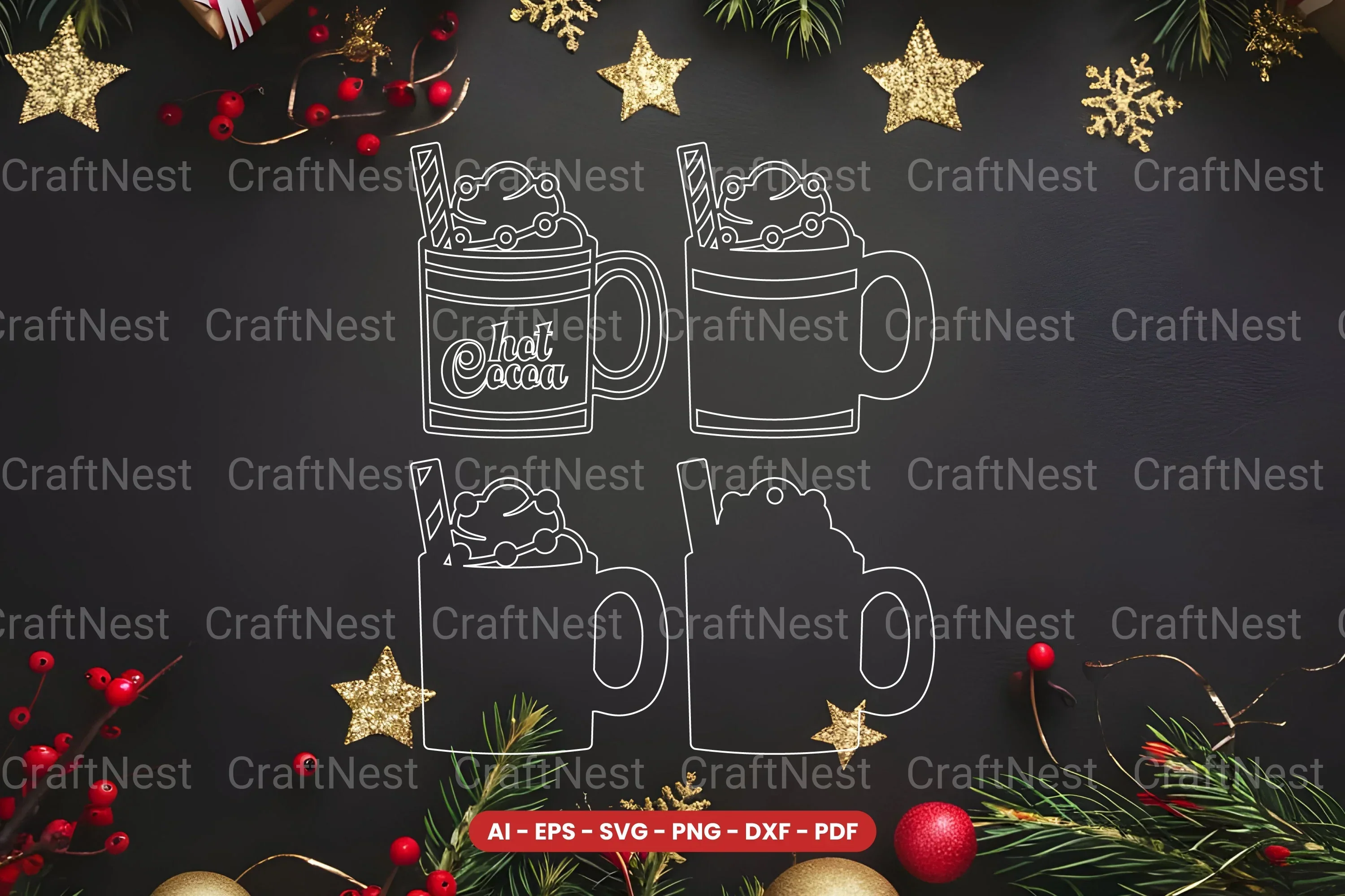 Hot Cocoa Lasercut SVG Bundle - Image 2