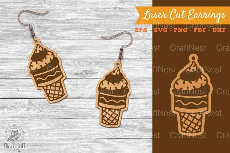 Ice Cream Laser Cut Earrings SVG Bundle