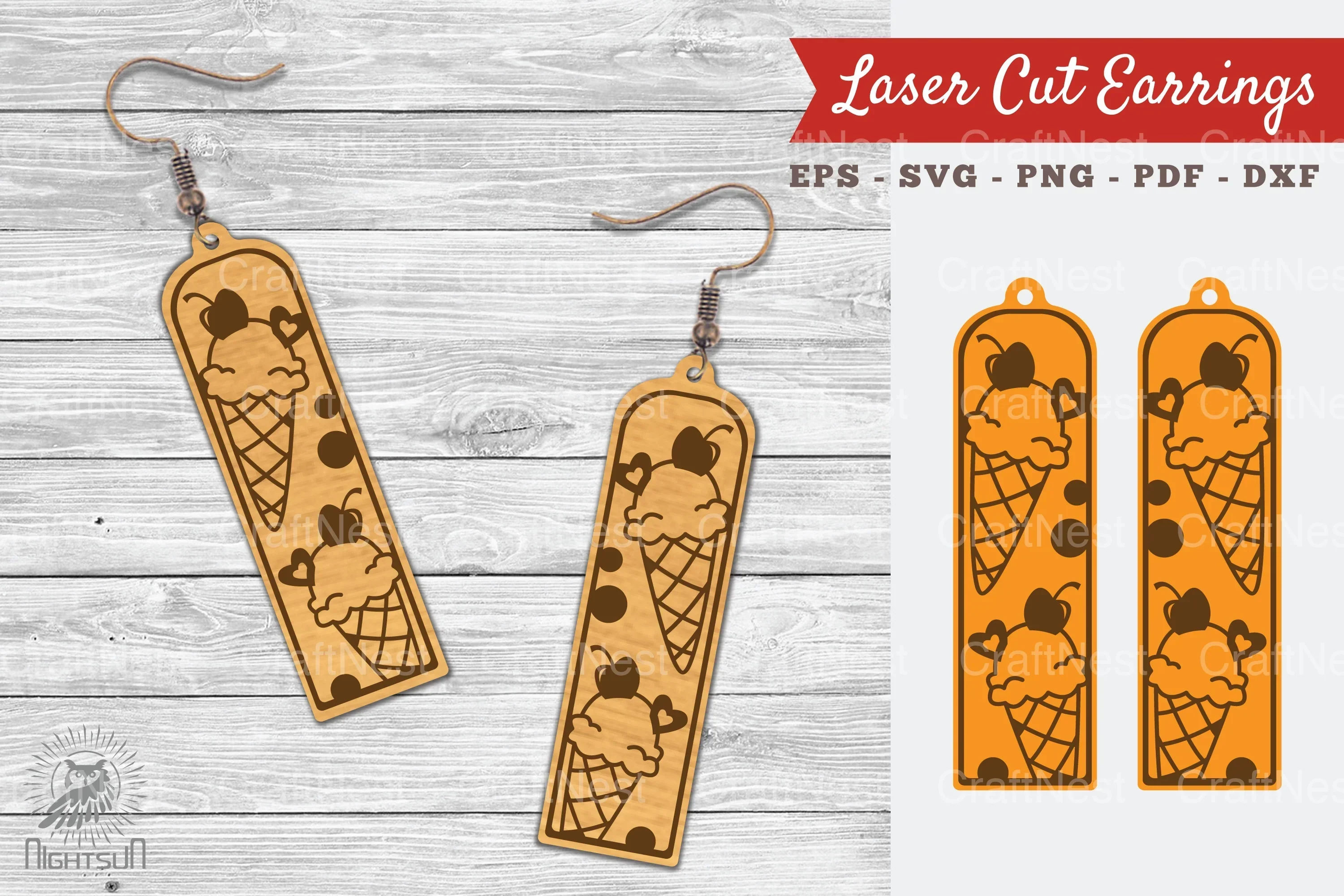 Ice Cream Laser Cut Earrings SVG Bundle