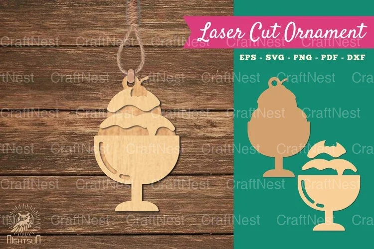 Ice Cream Laser Cut Ornament Clipart Bundle
